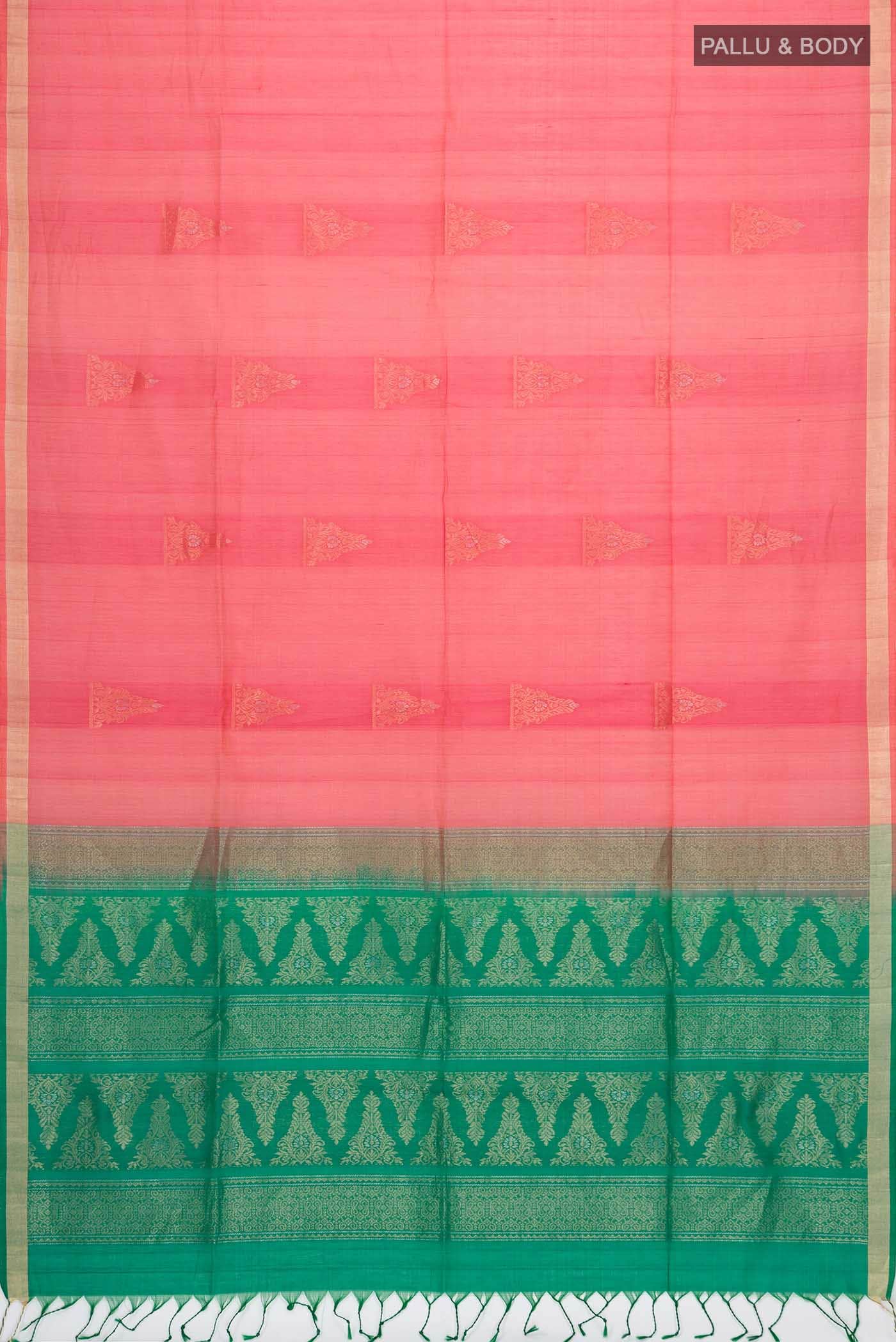 Pink with Orange Dual Tone Silk Cotton Saree