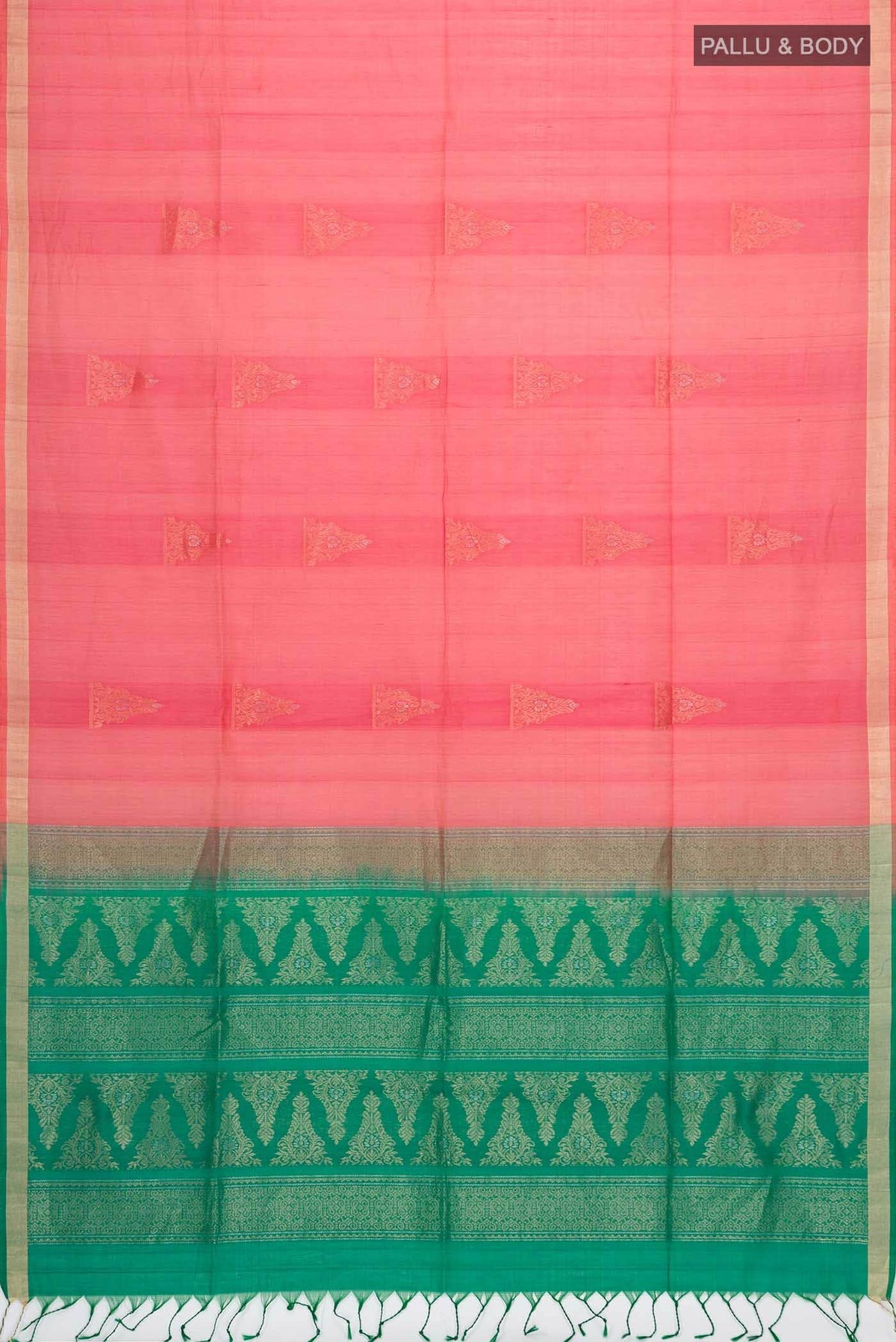 Pink with Orange Dual Tone Silk Cotton Saree