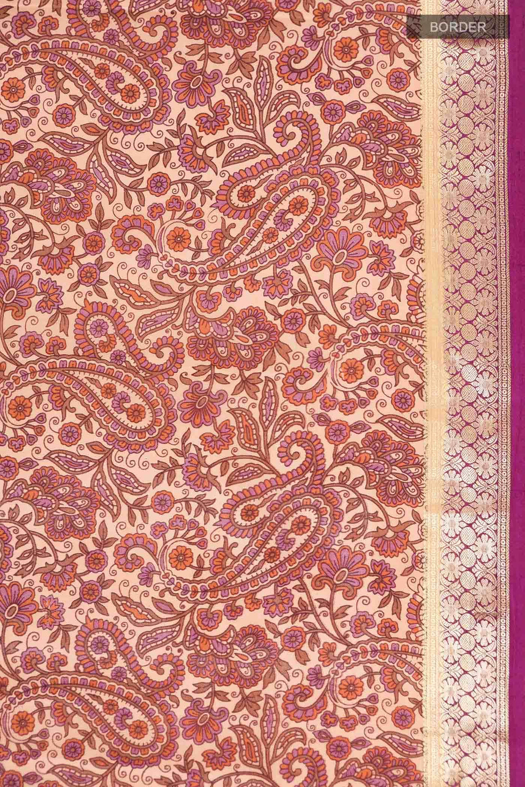 Peach Printed Silk Saree