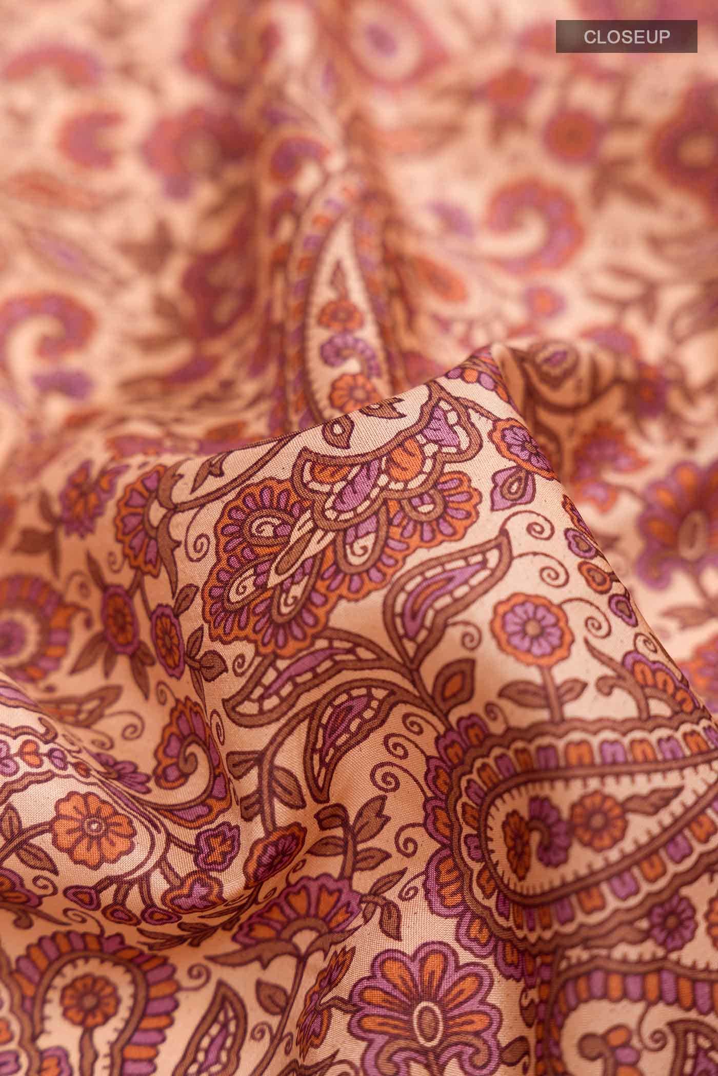 Peach Printed Silk Saree