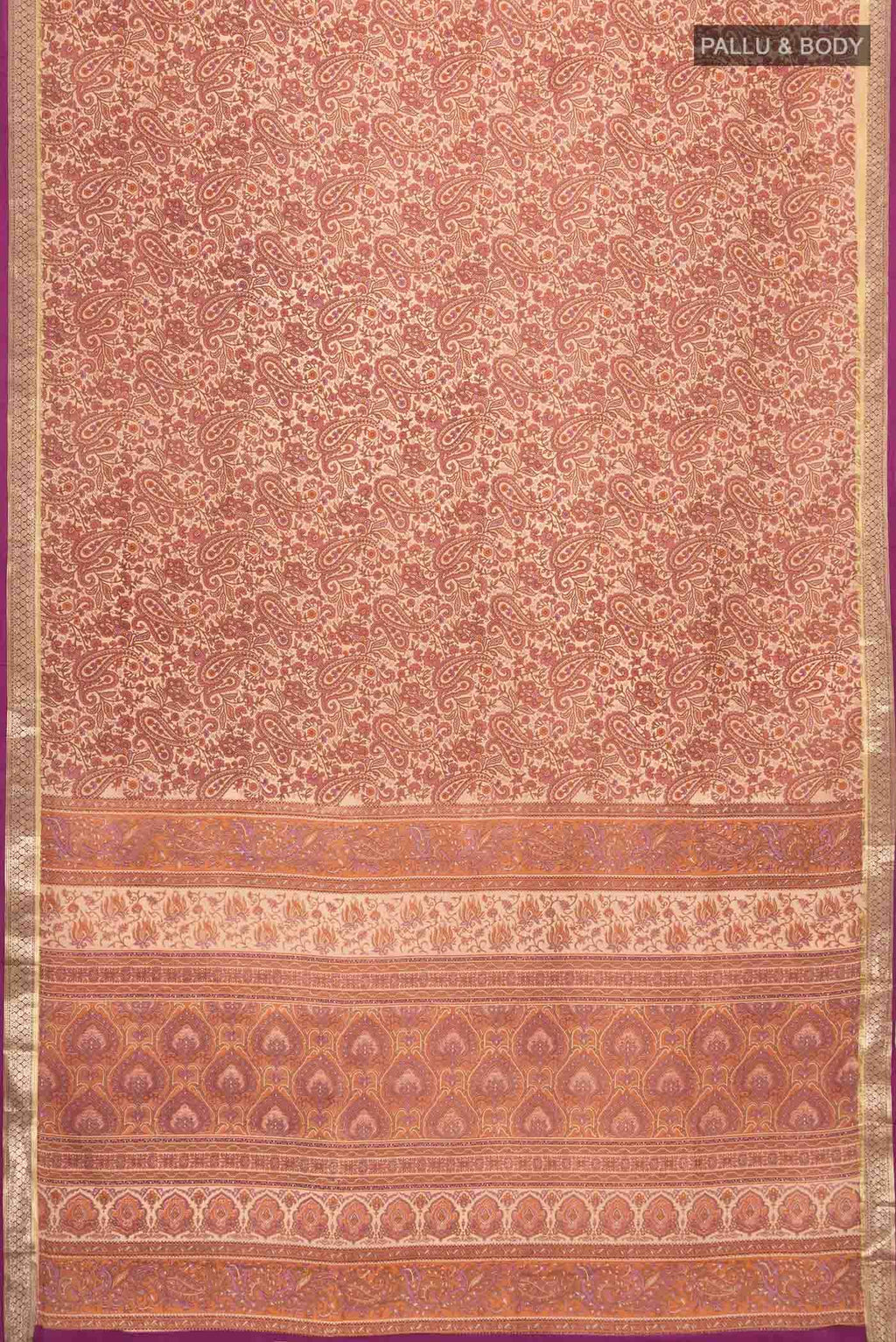 Peach Printed Silk Saree