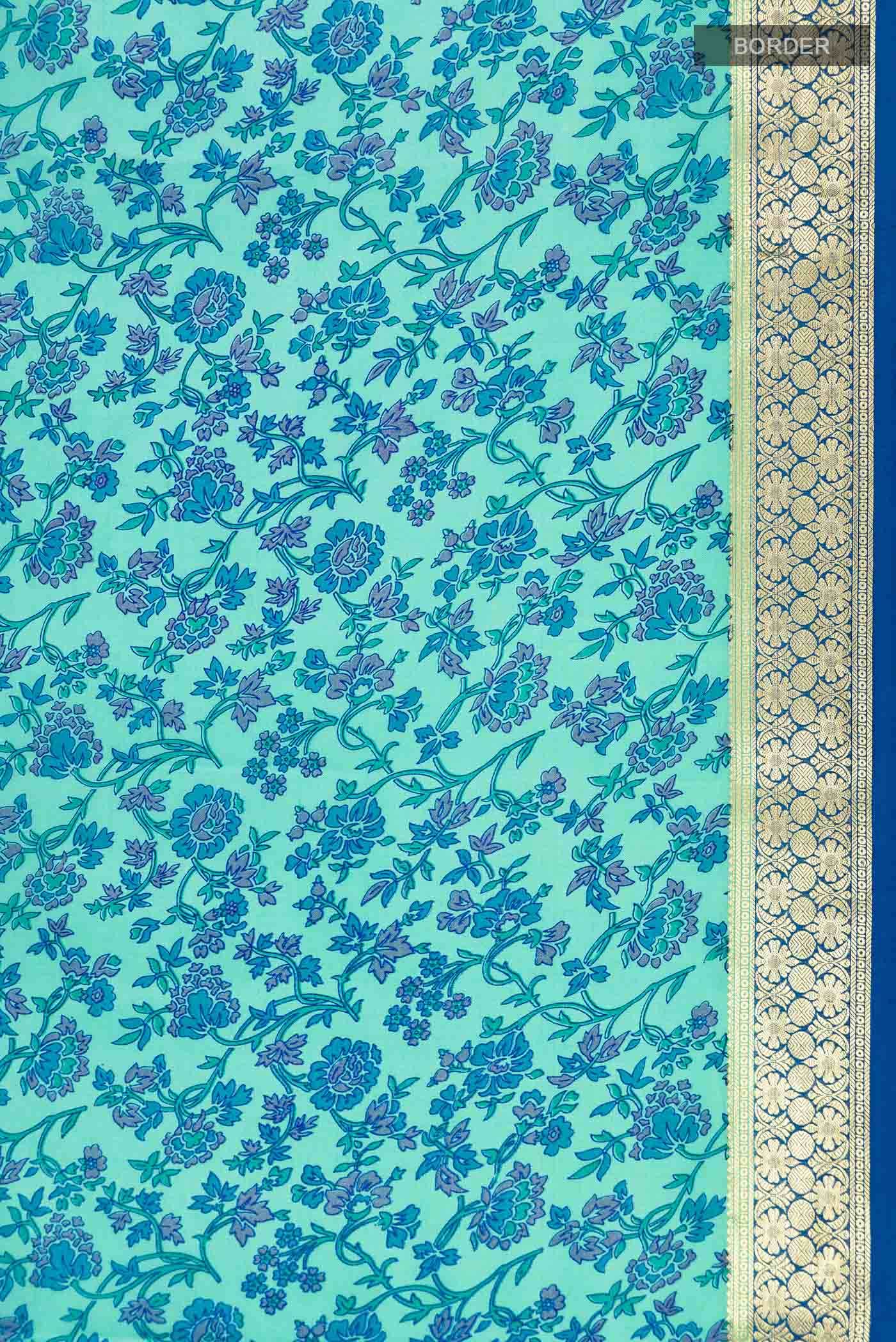 Sea Green Printed Silk Saree