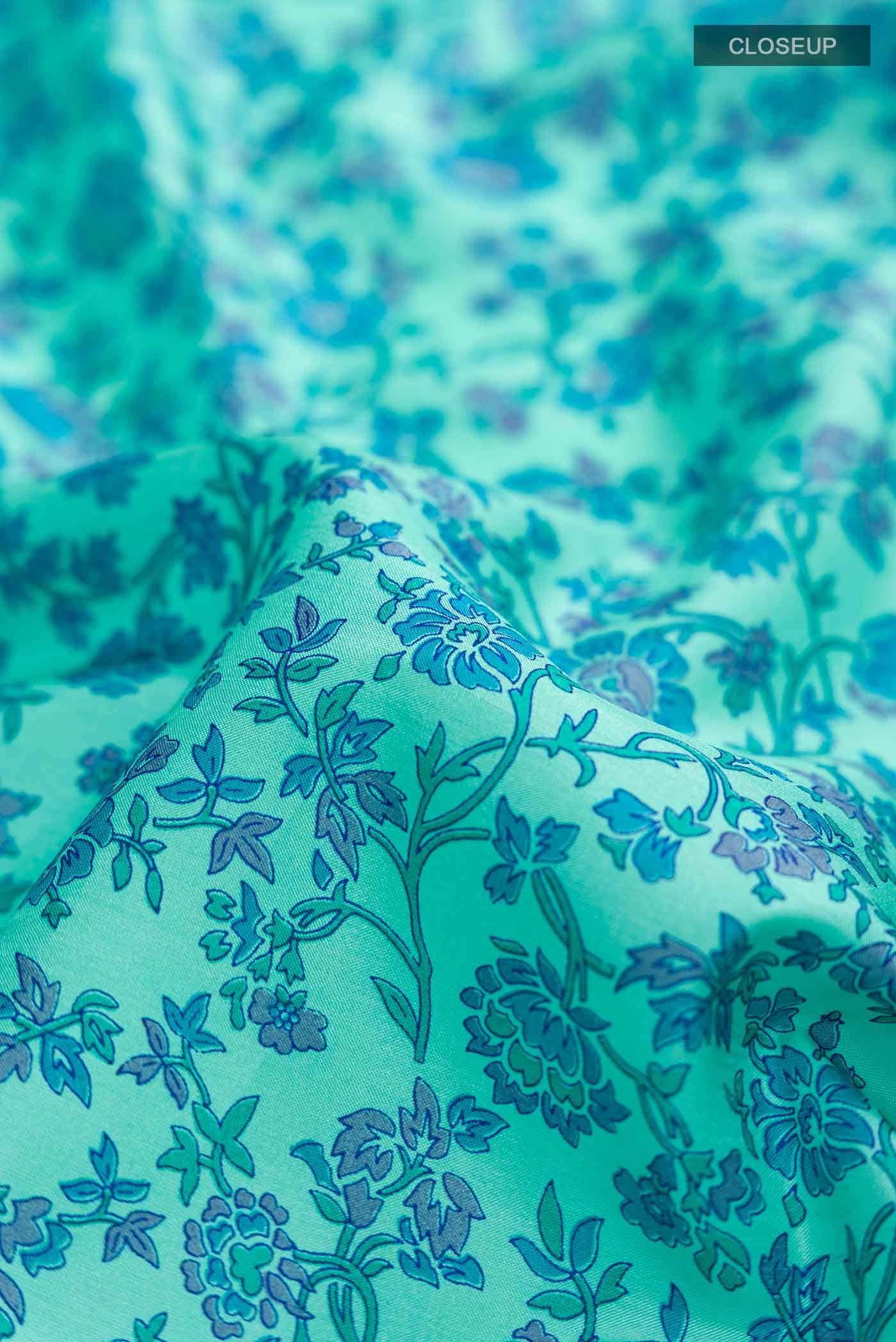 Sea Green Printed Silk Saree