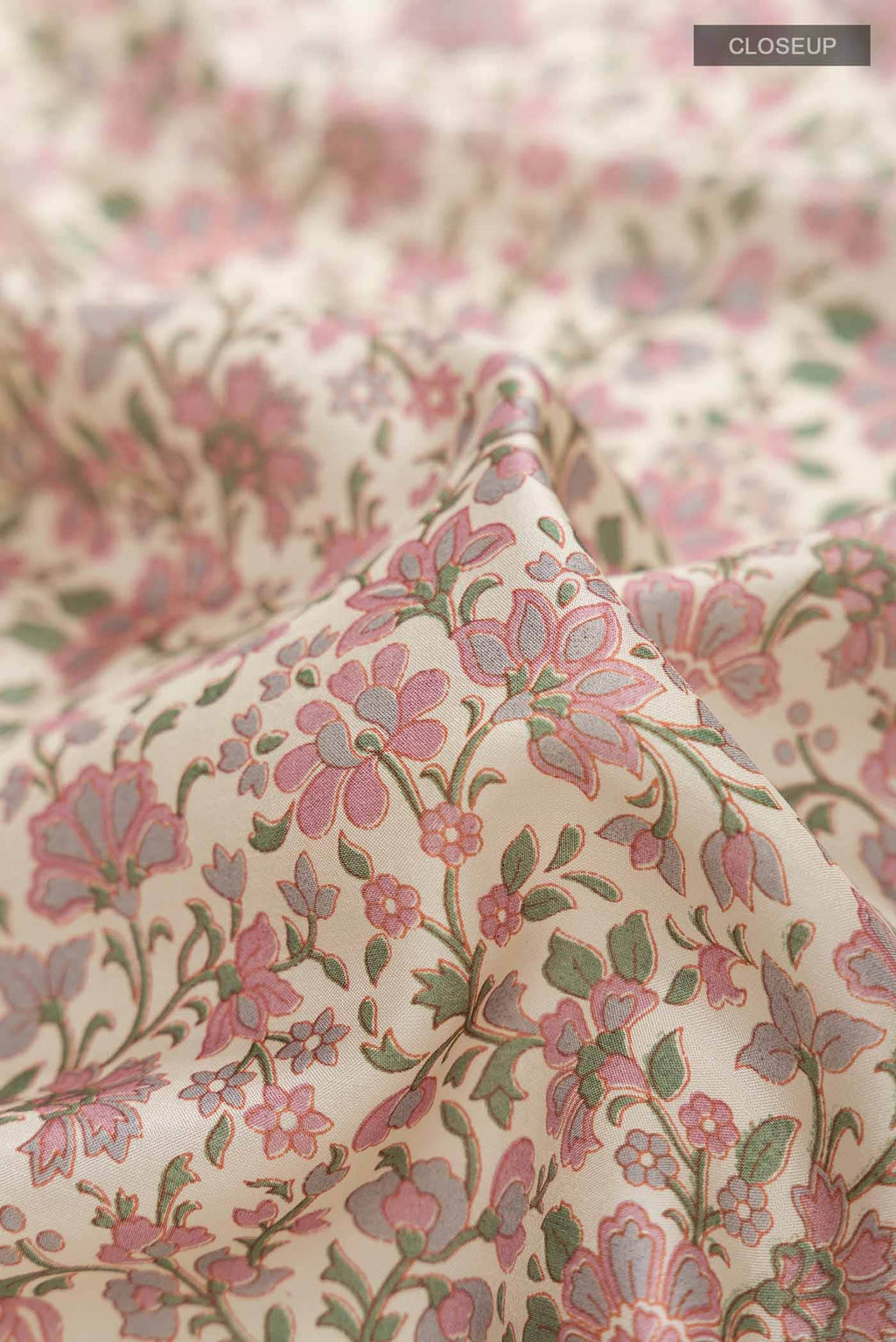 Cream Printed Silk Saree