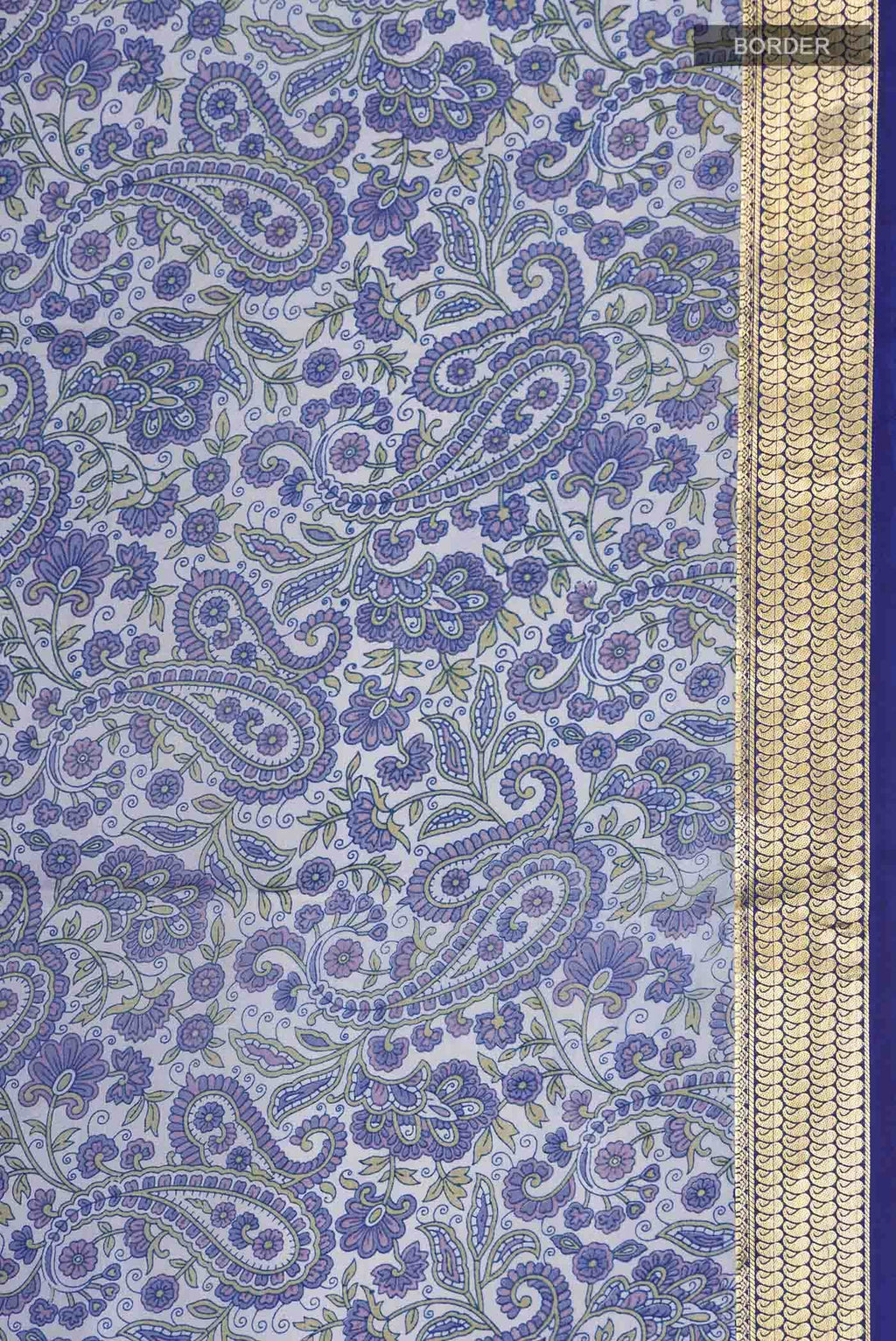 Blue Printed Silk Saree