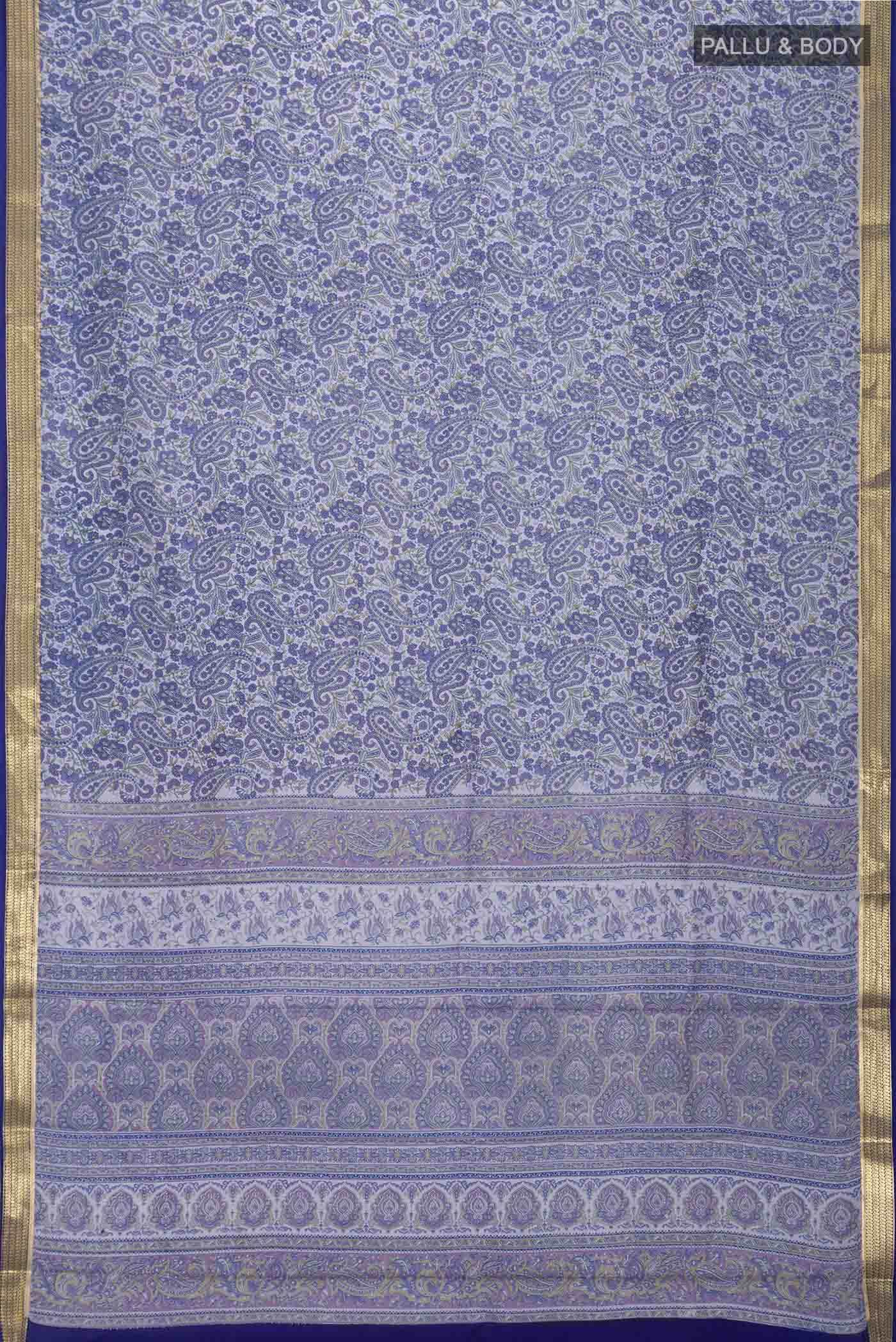 Blue Printed Silk Saree