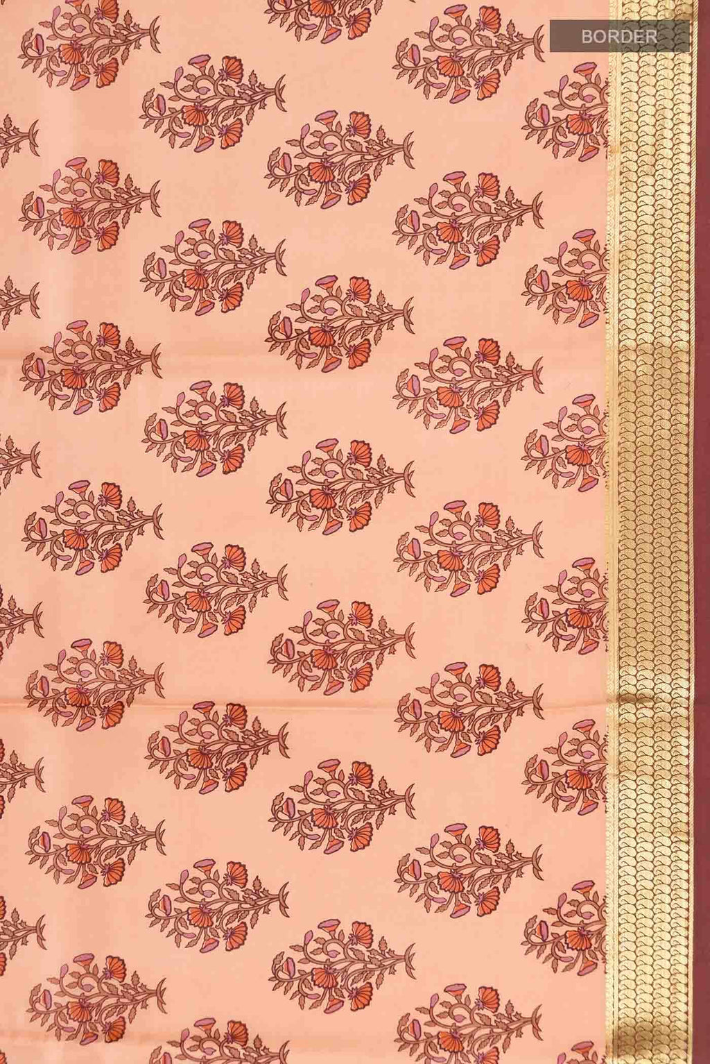 Peach Printed Silk Saree
