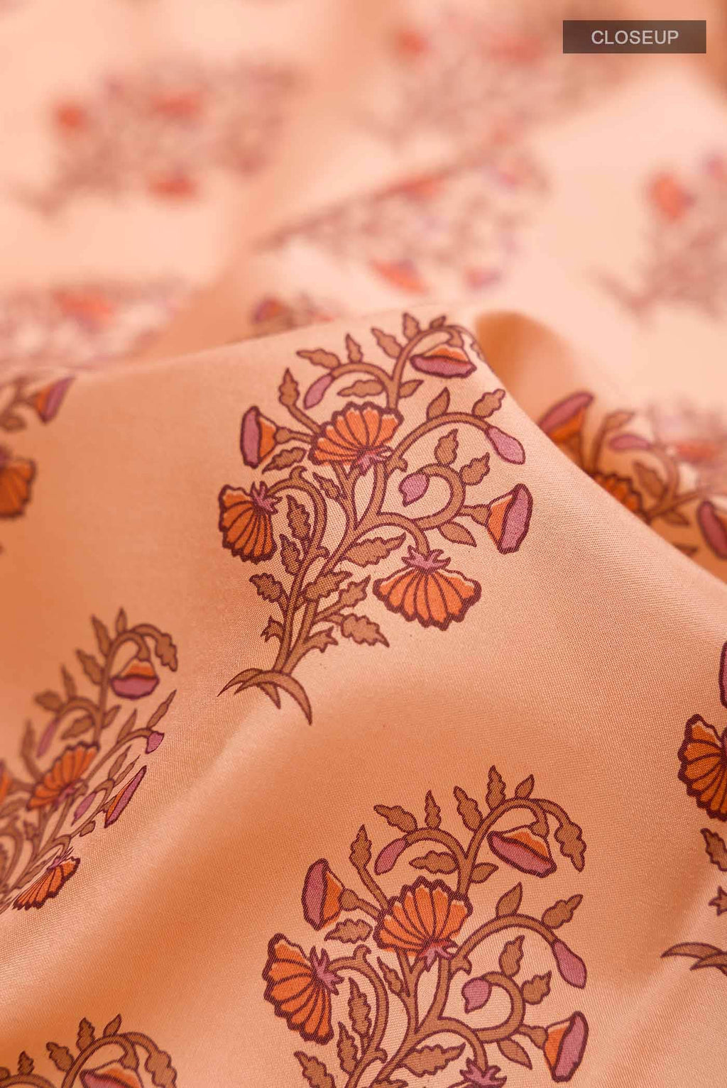Peach Printed Silk Saree