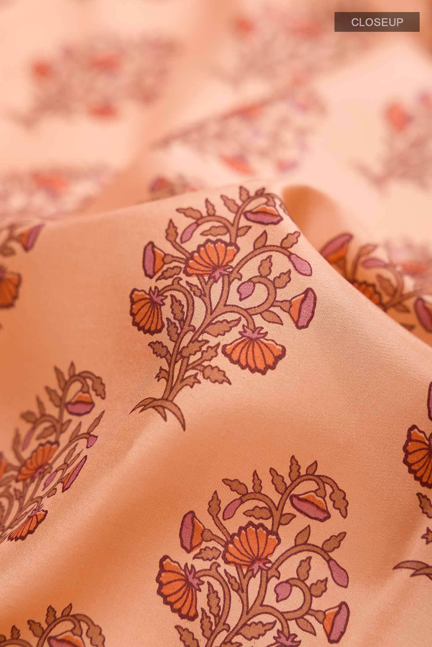 Peach Printed Silk Saree