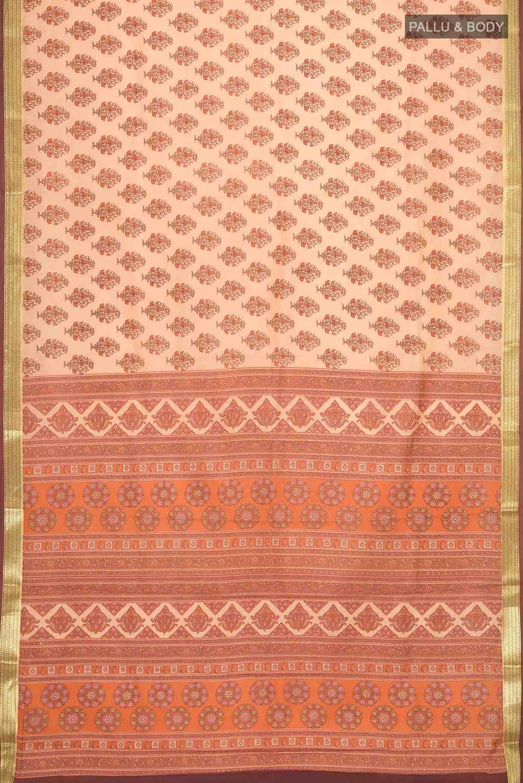 Peach Printed Silk Saree