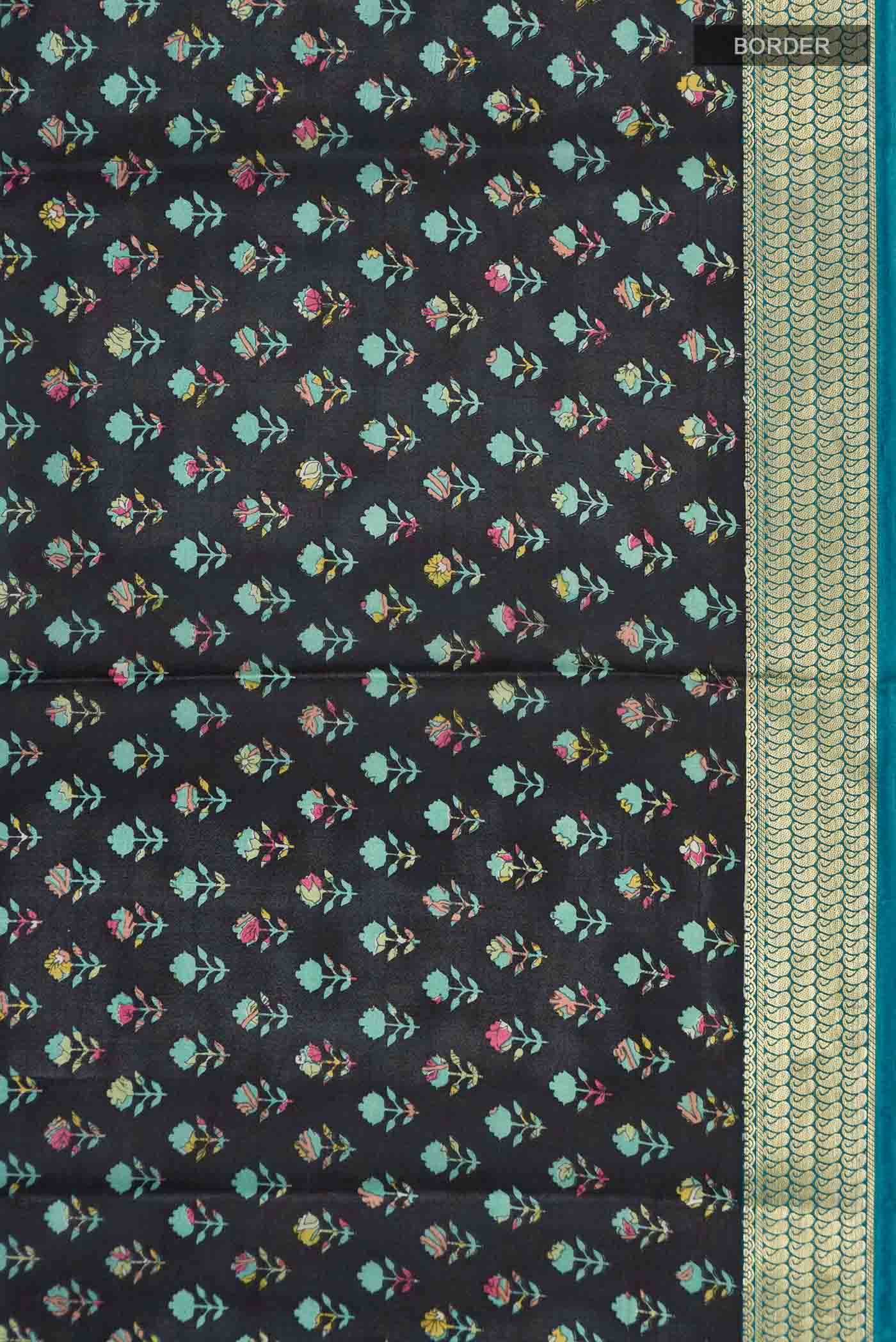 Black Printed Silk Saree
