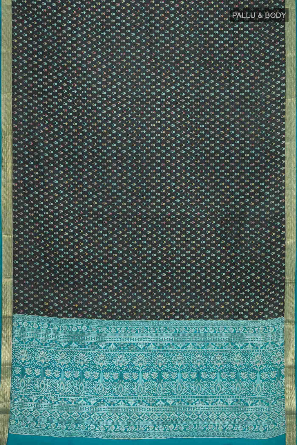 Black Printed Silk Saree