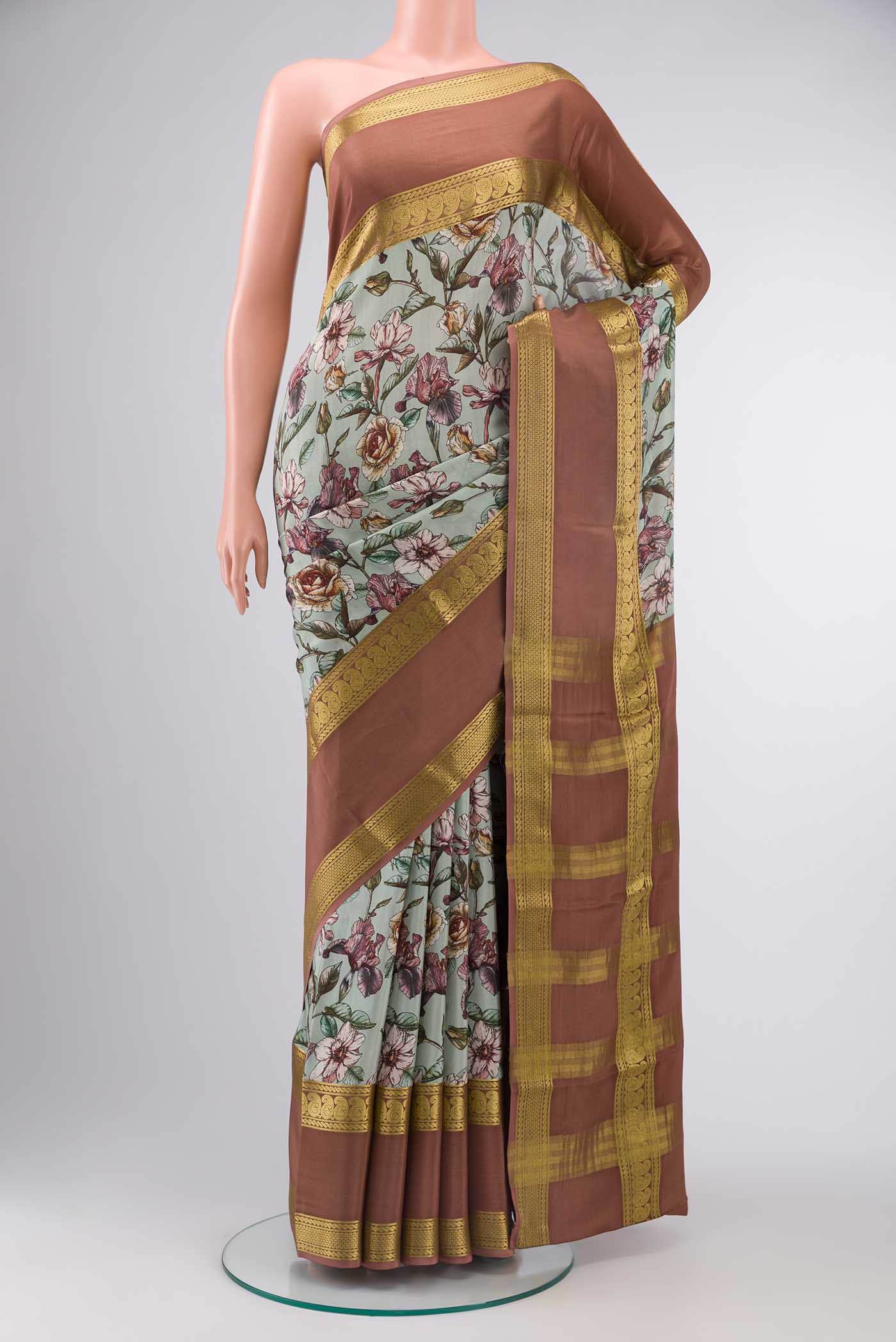 Green Mysore Crepe Saree