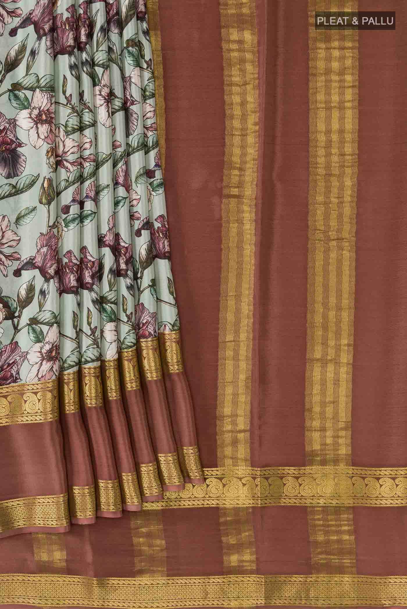 Green Mysore Crepe Saree
