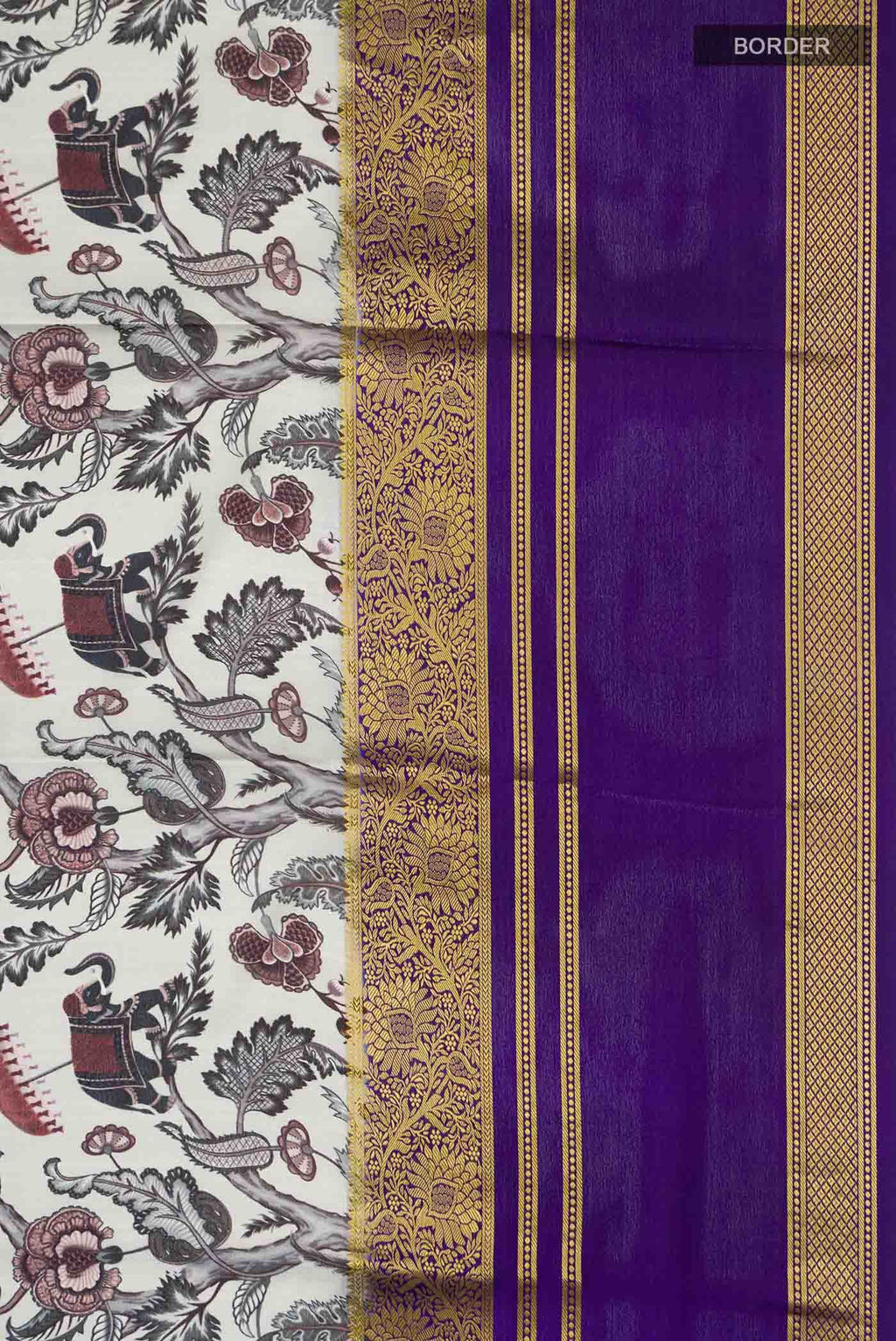 Grey Mysore Crepe Saree