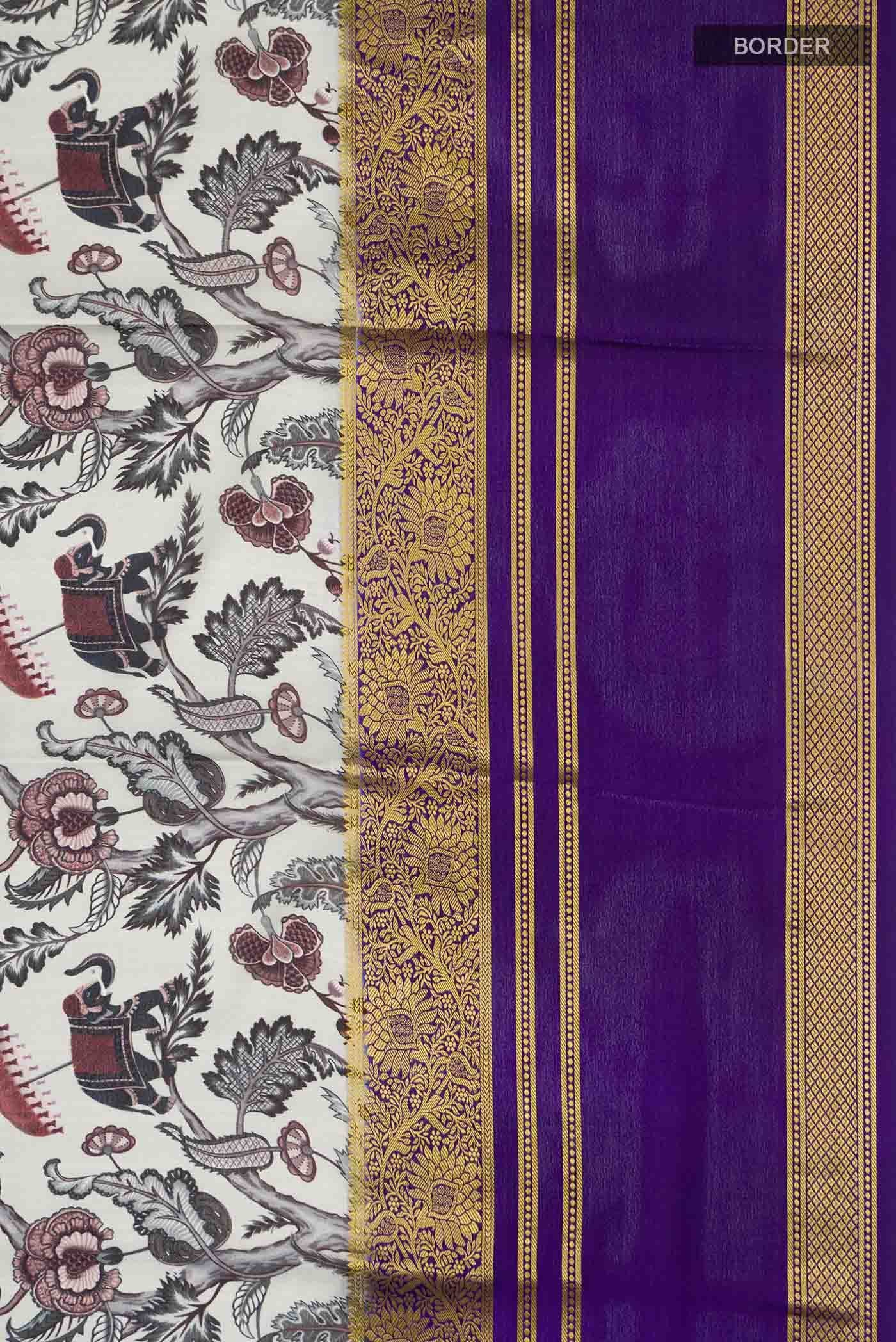 Grey Mysore Crepe Saree