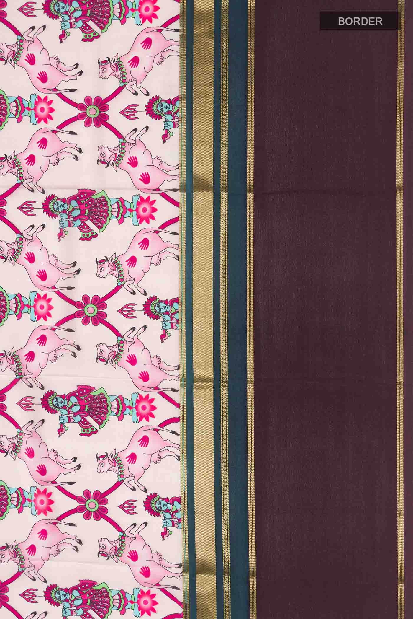 Pink Mysore Crepe Saree