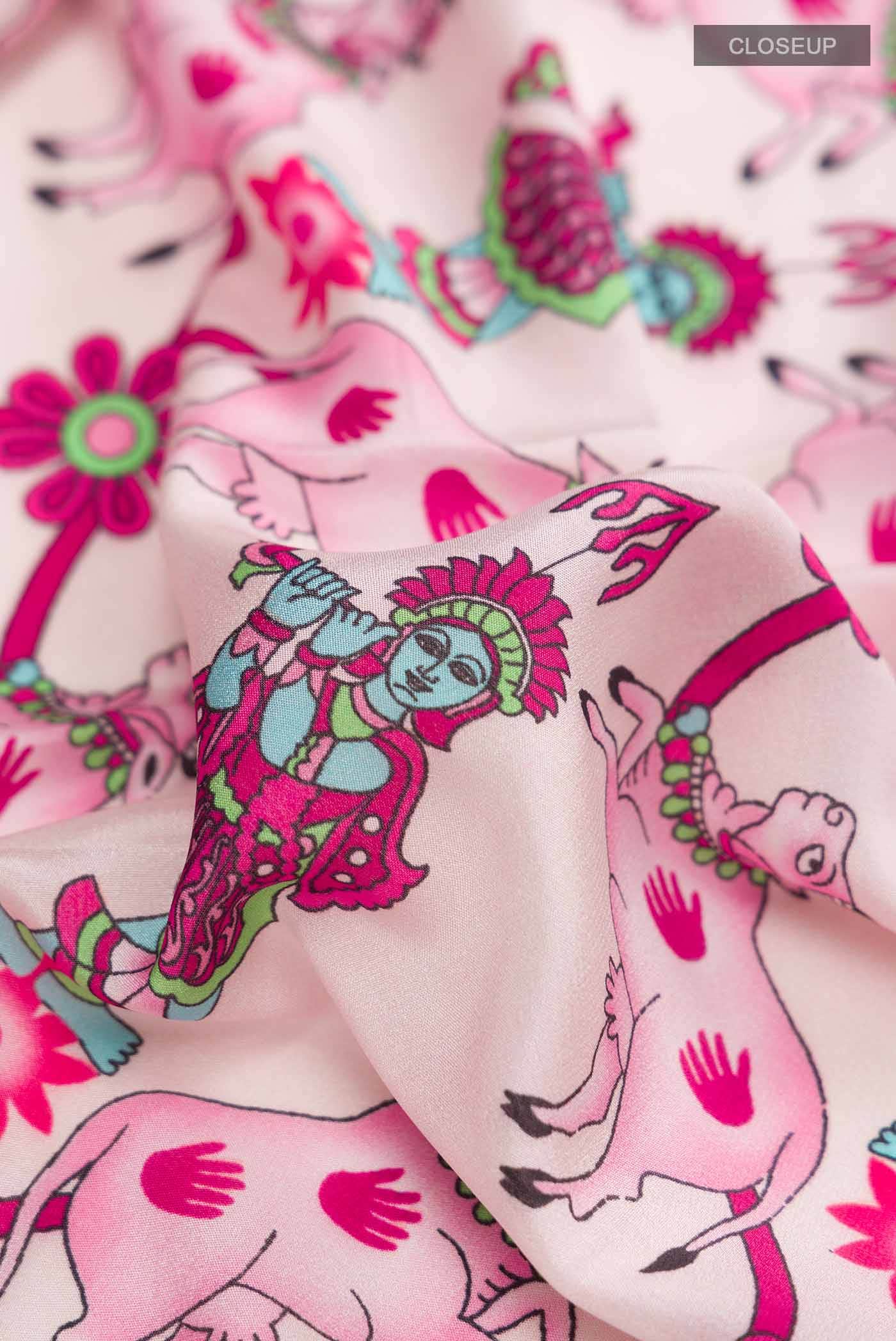 Pink Mysore Crepe Saree