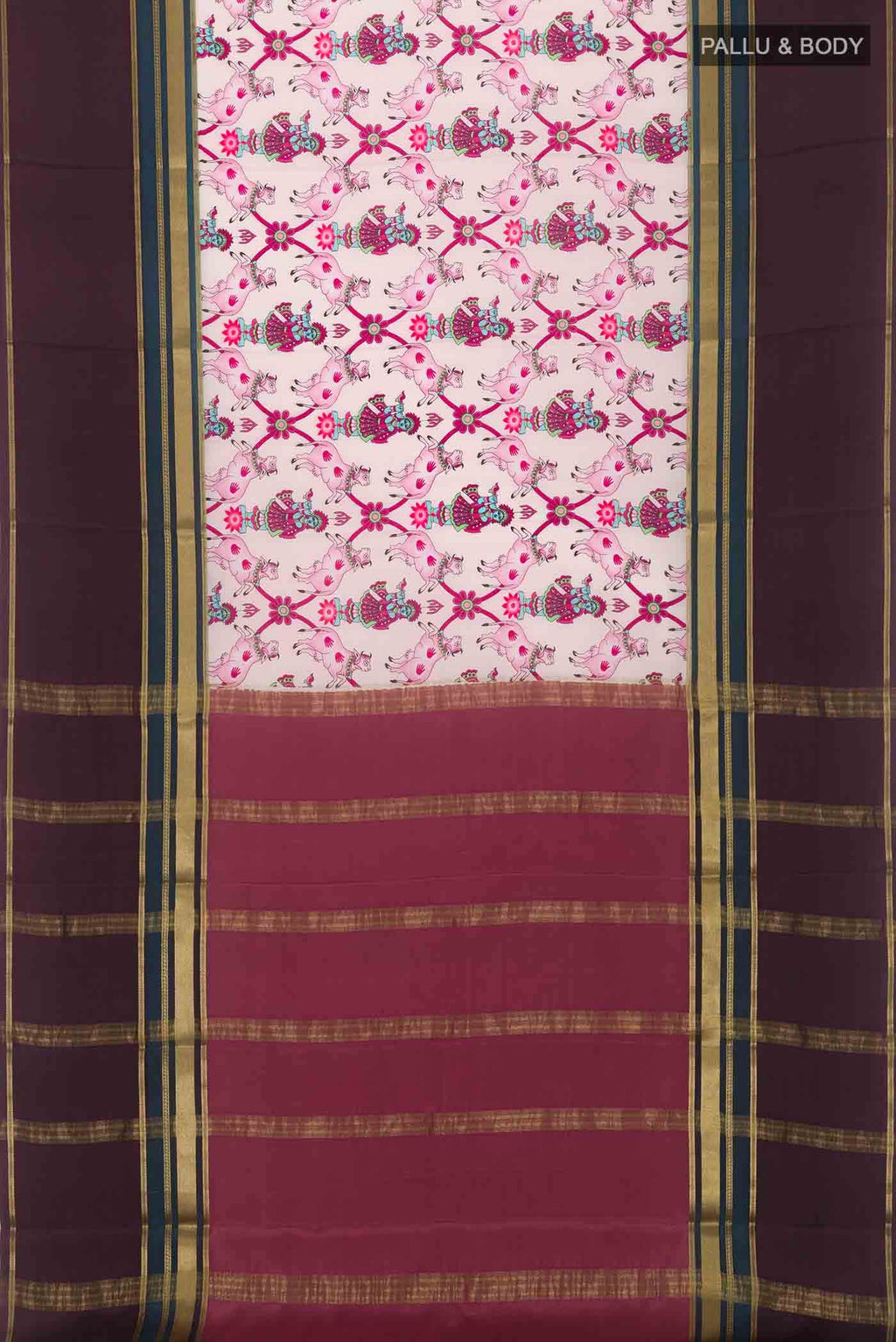 Pink Mysore Crepe Saree
