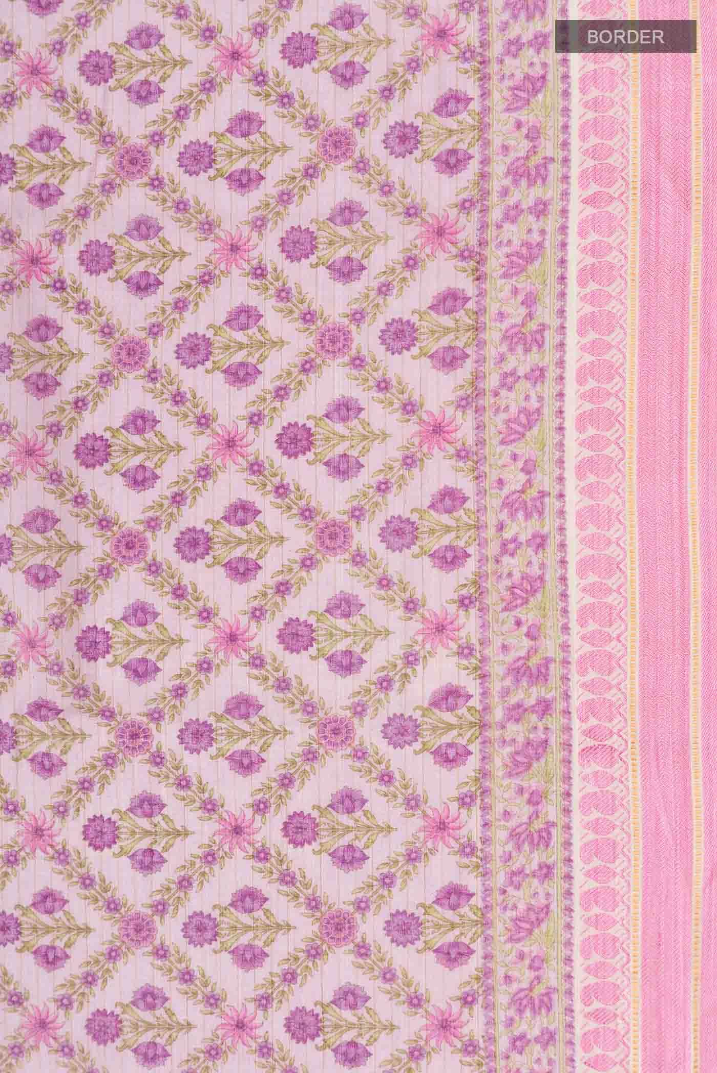 Lavender Tussar Silk Saree