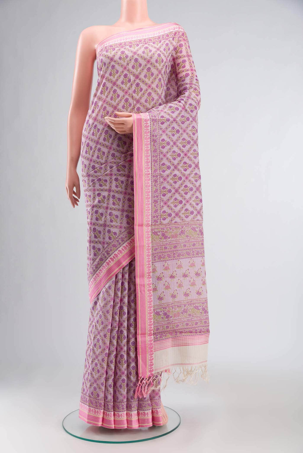 Lavender Tussar Silk Saree