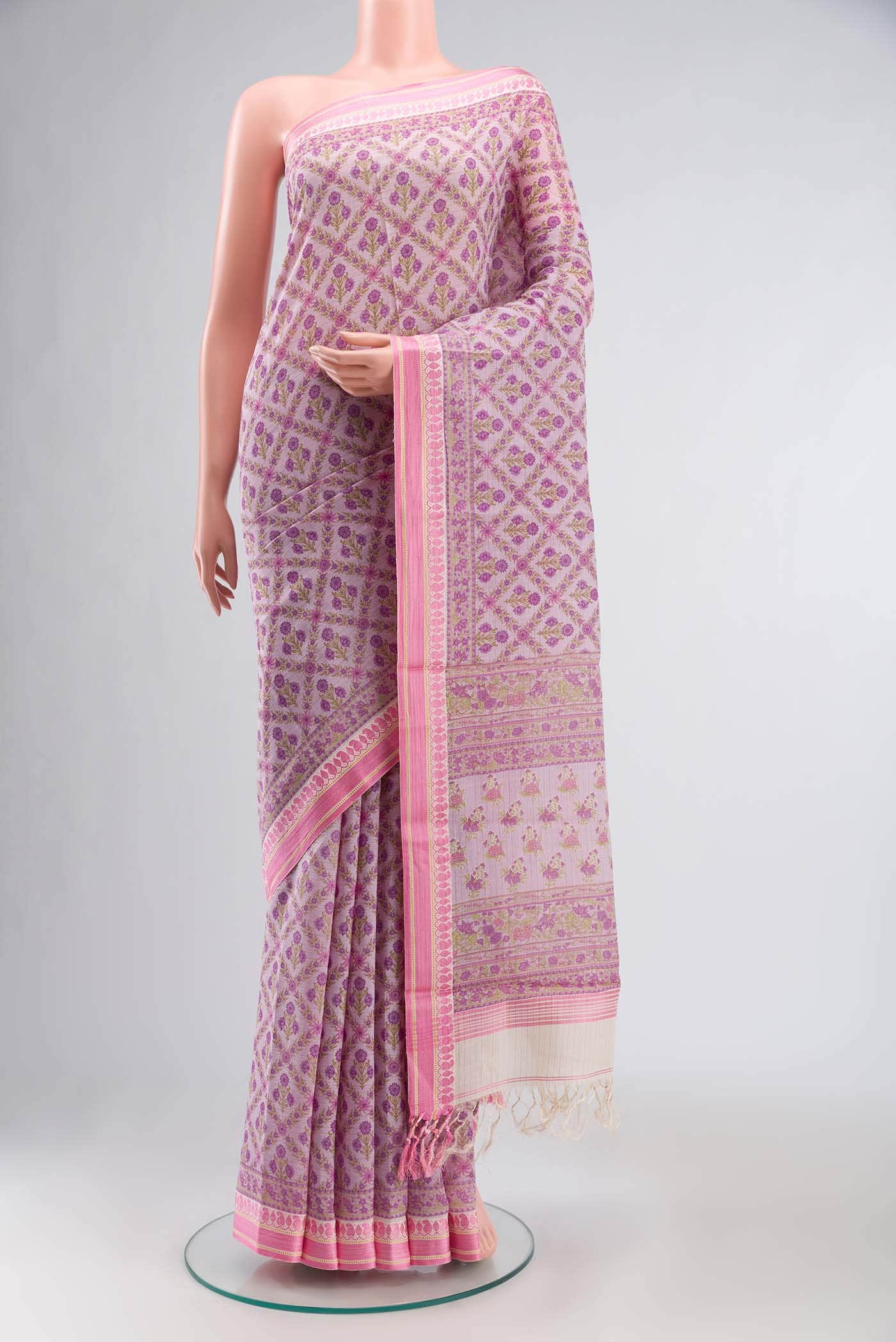 Lavender Tussar Silk Saree