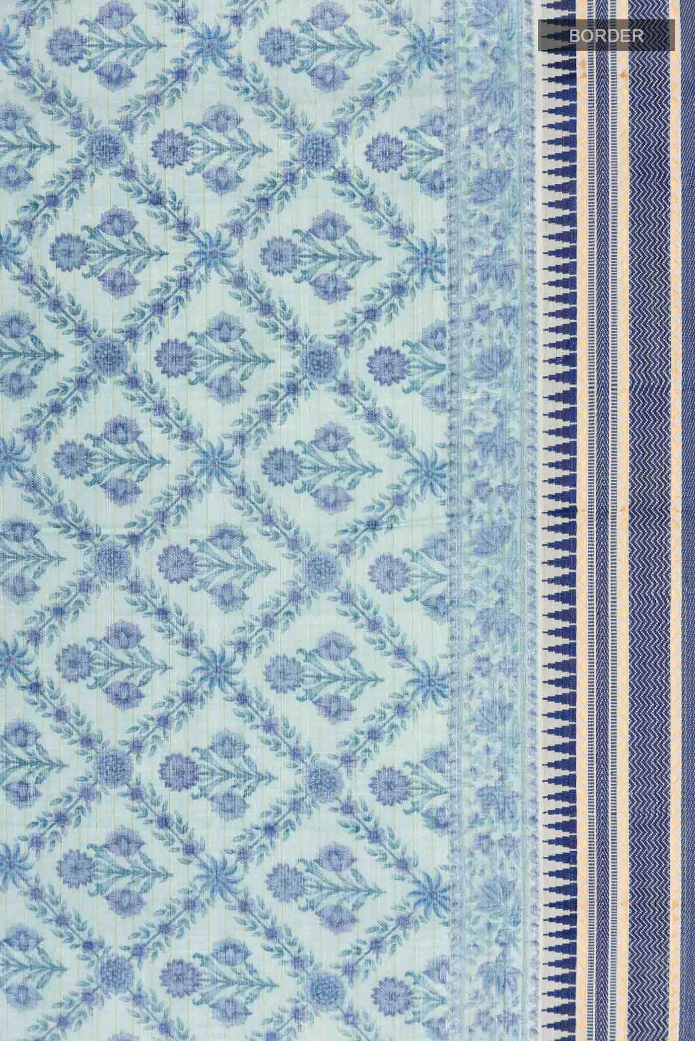 Blue Tussar Silk Saree