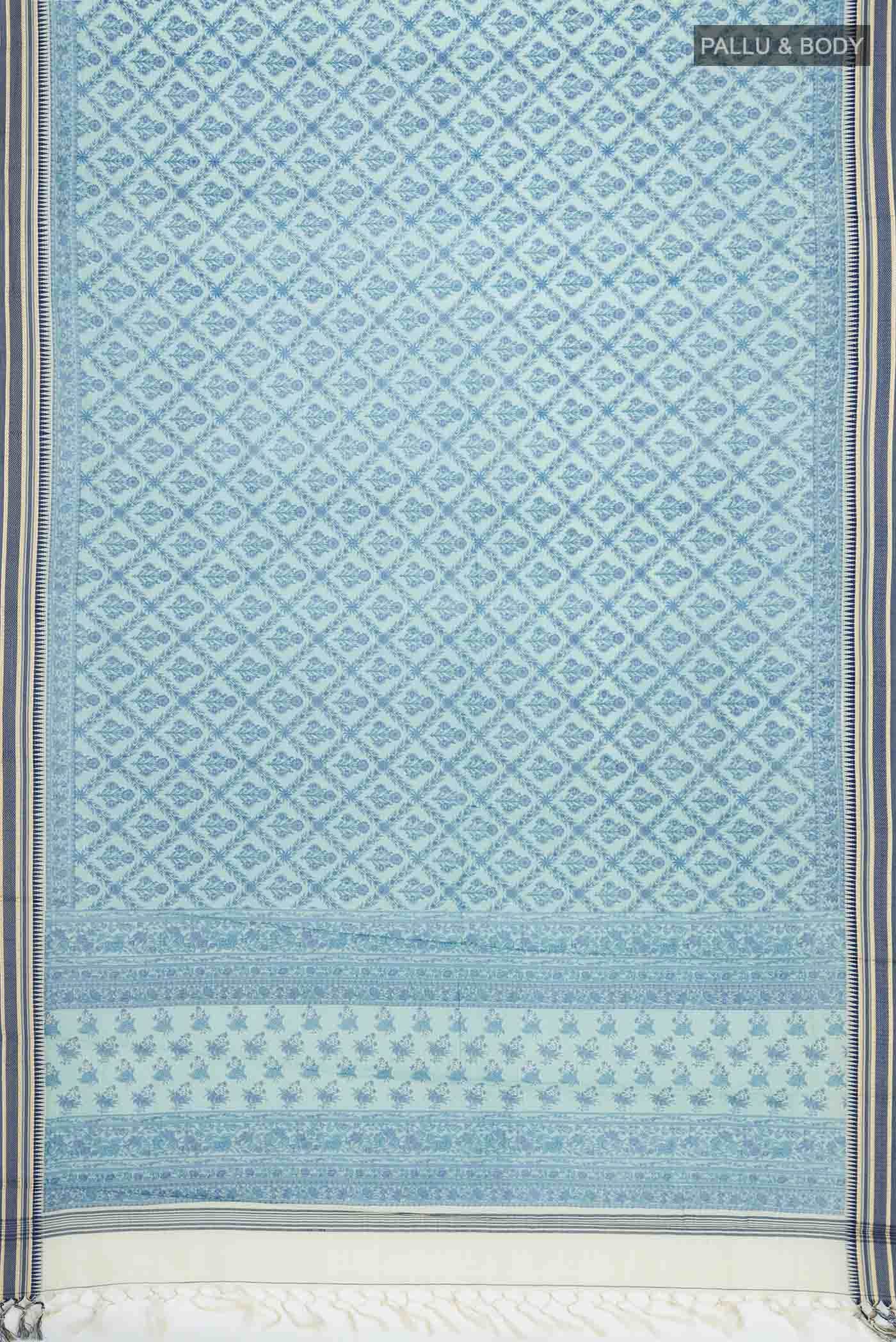 Blue Tussar Silk Saree