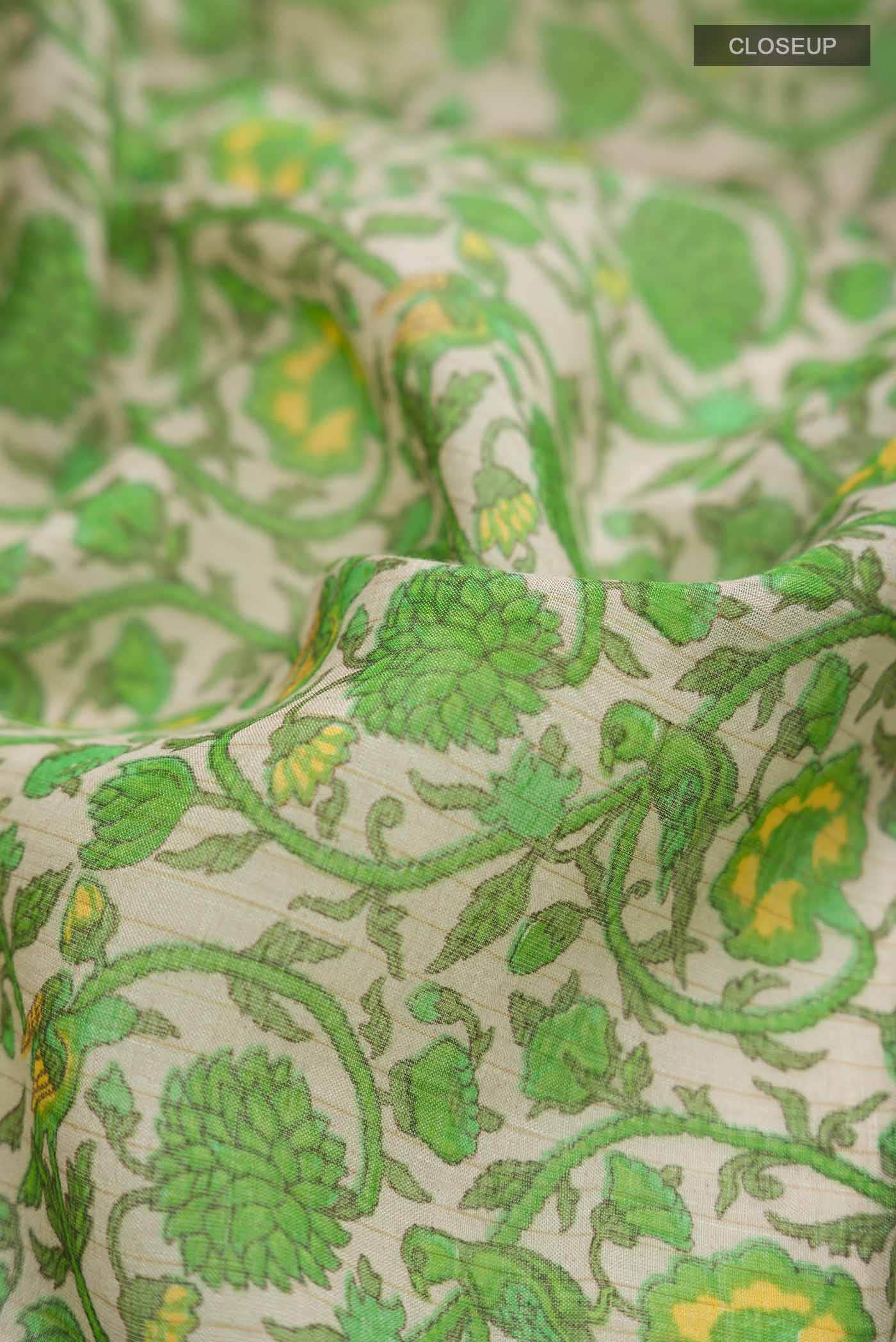 Beige Tussar Silk Saree