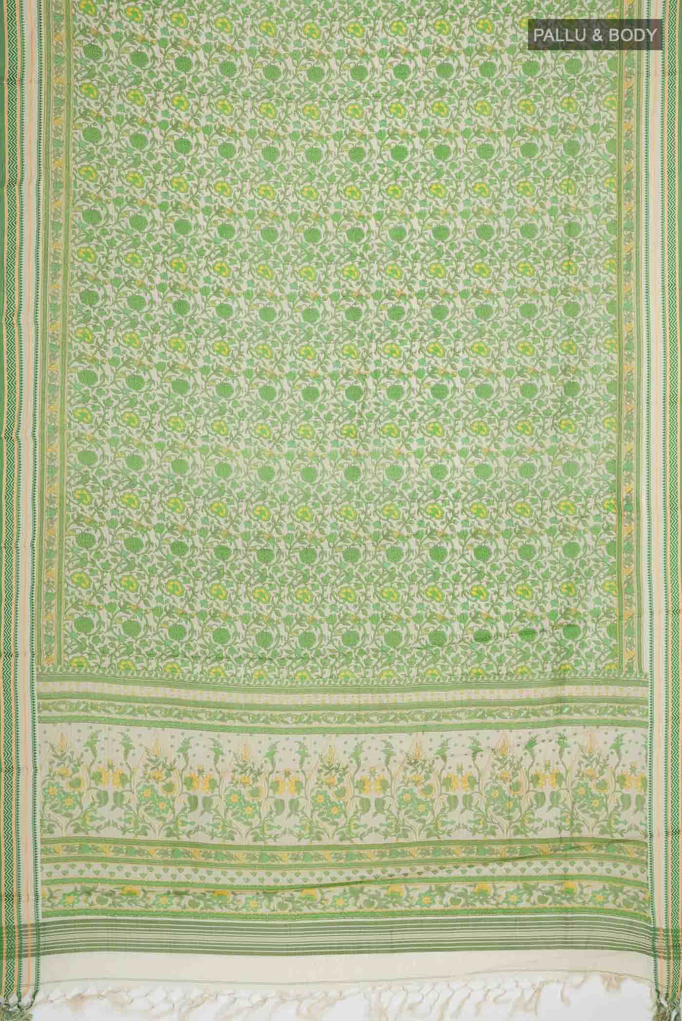 Beige Tussar Silk Saree