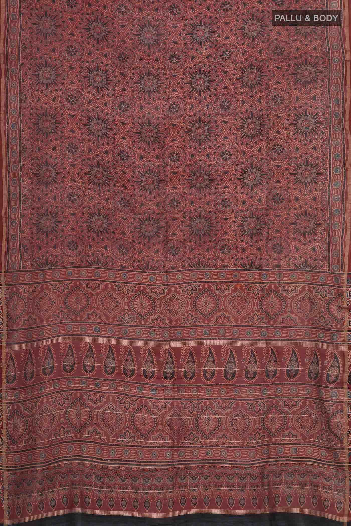Rust Chanderi Silk Cotton Saree