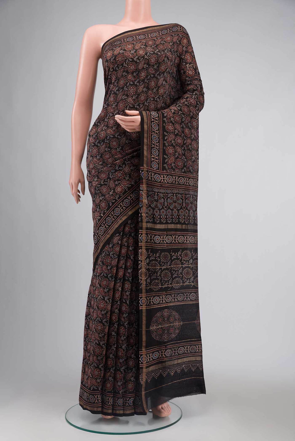 Black Chanderi Silk Cotton Saree