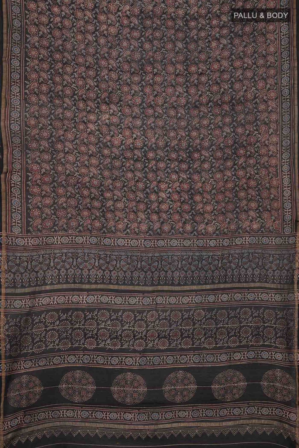 Black Chanderi Silk Cotton Saree
