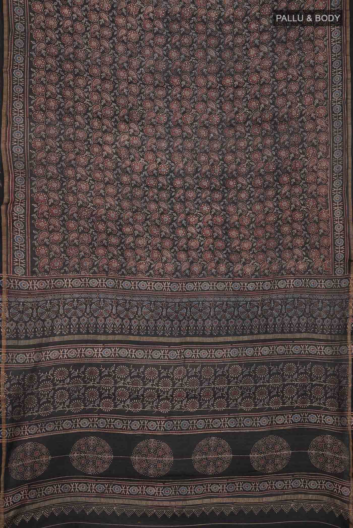 Black Chanderi Silk Cotton Saree