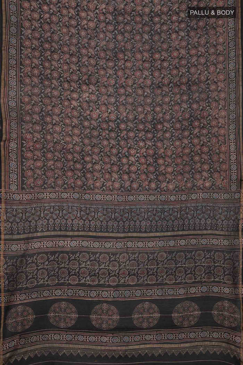 Black Chanderi Silk Cotton Saree