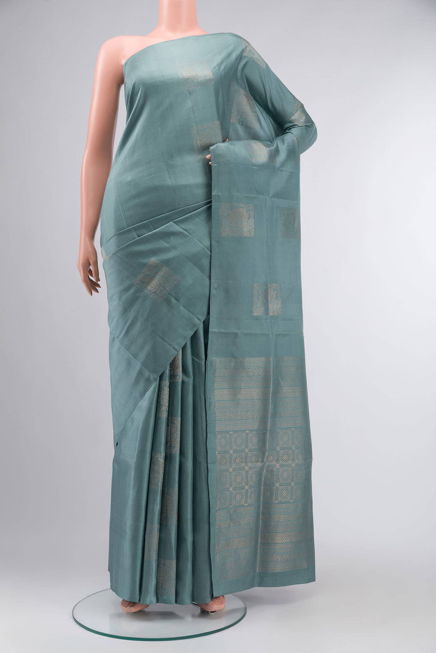 Blue Grey Soft Silk Saree