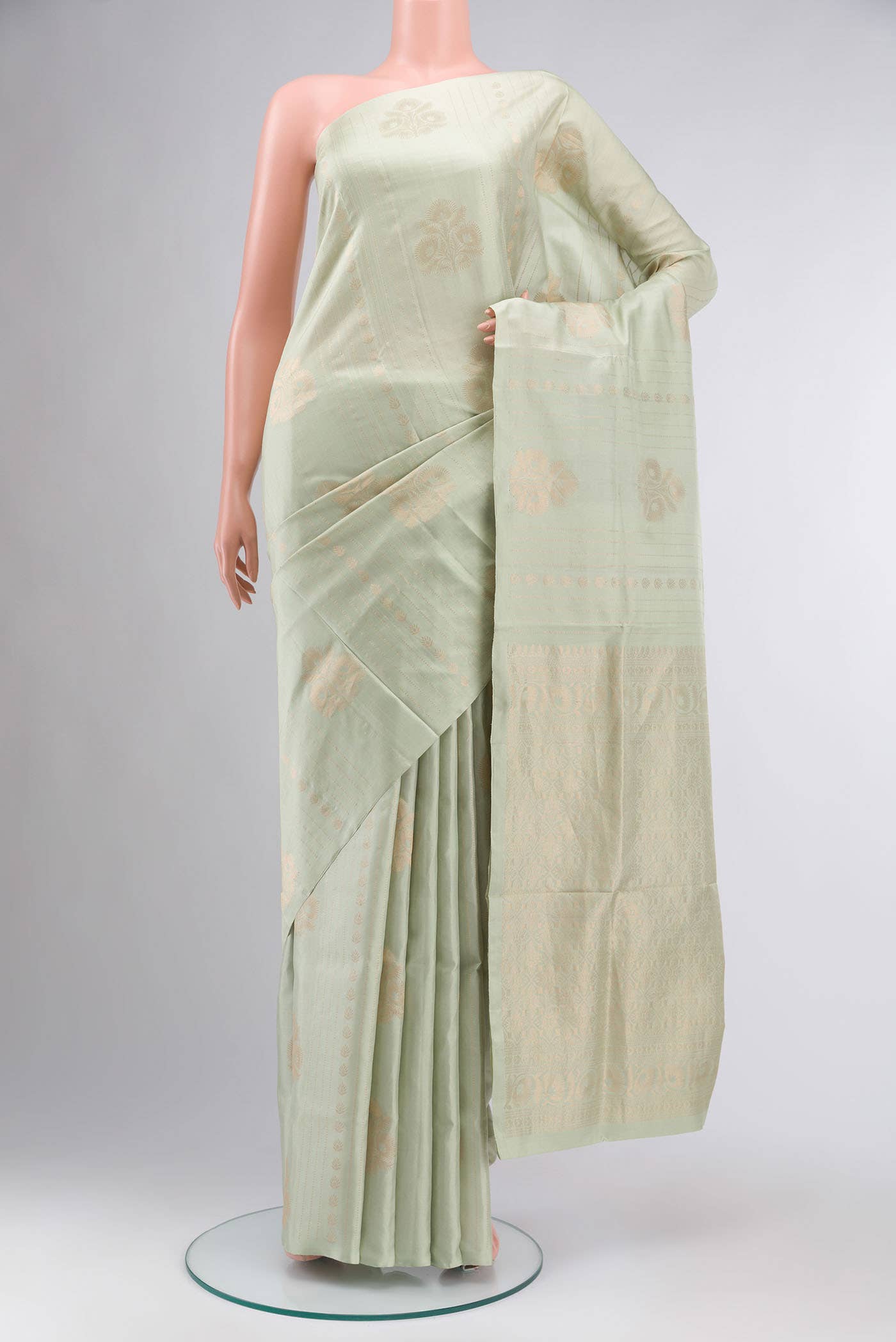 Pista Green Soft Silk Saree