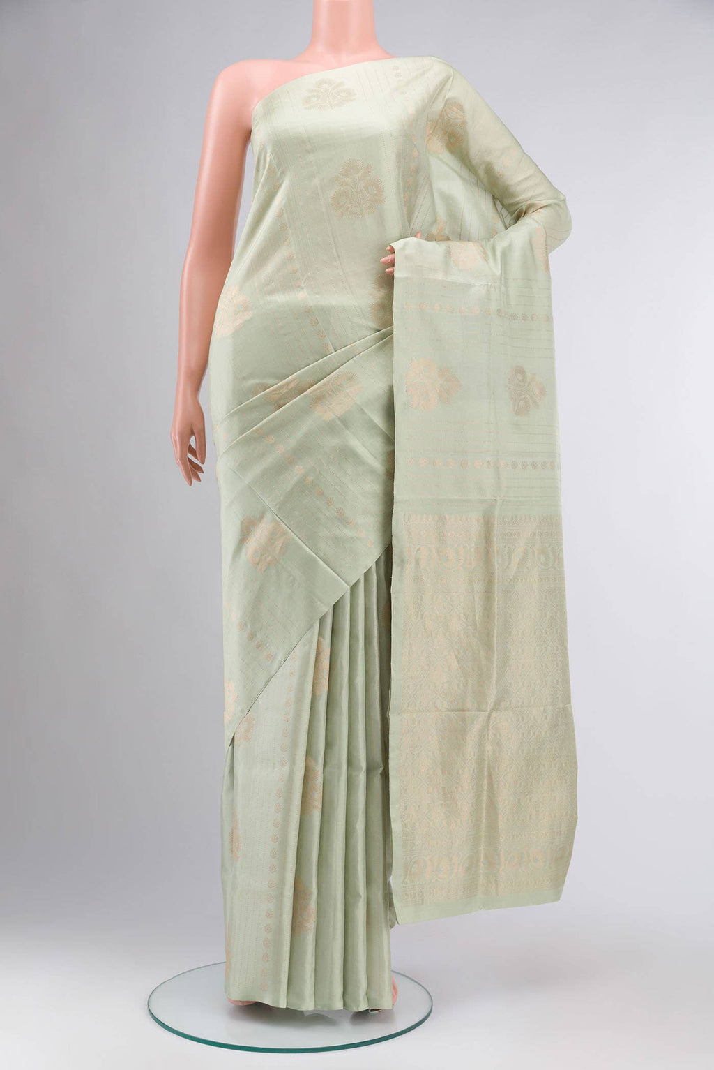 Pista Green Soft Silk Saree