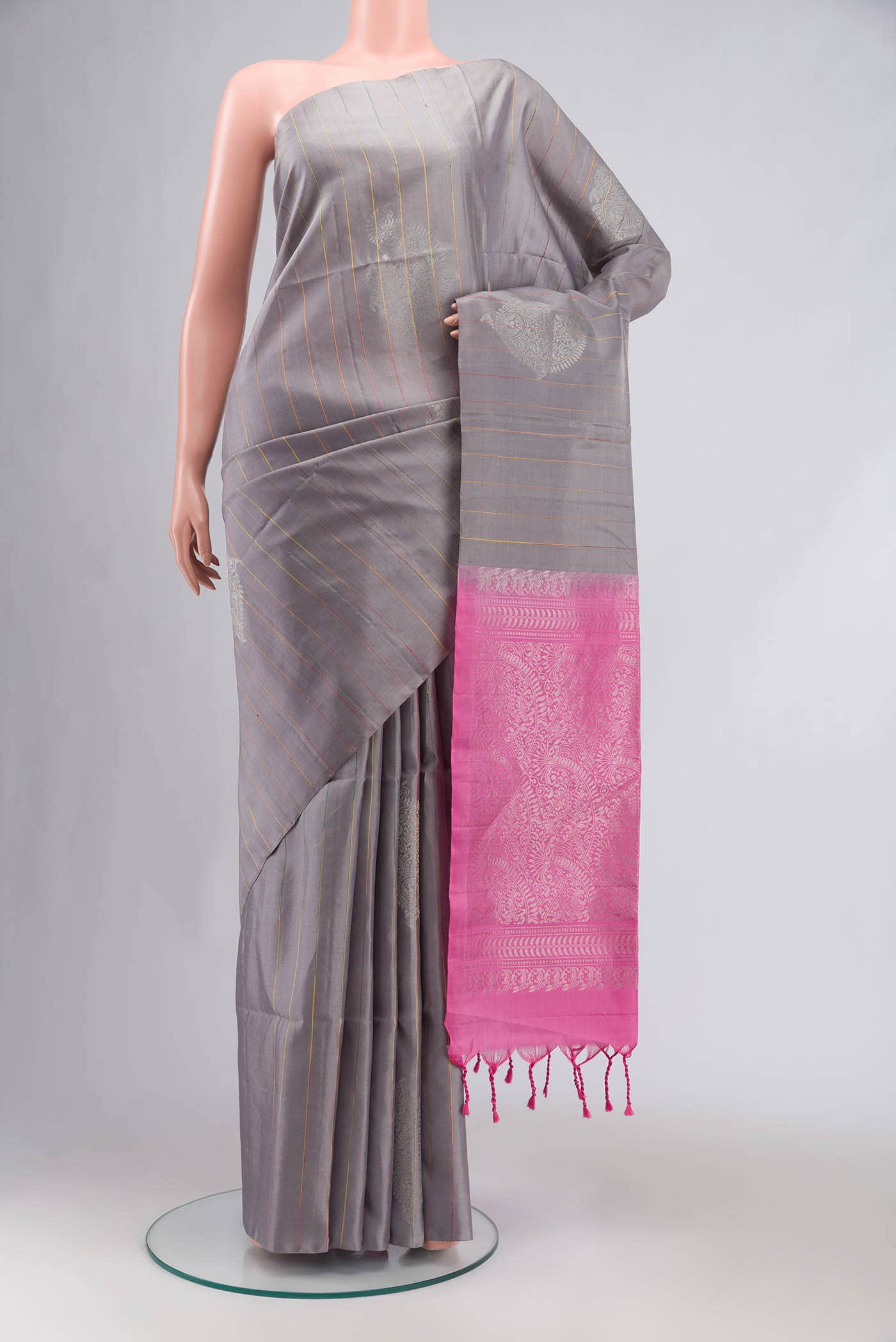Grey Soft Silk Saree