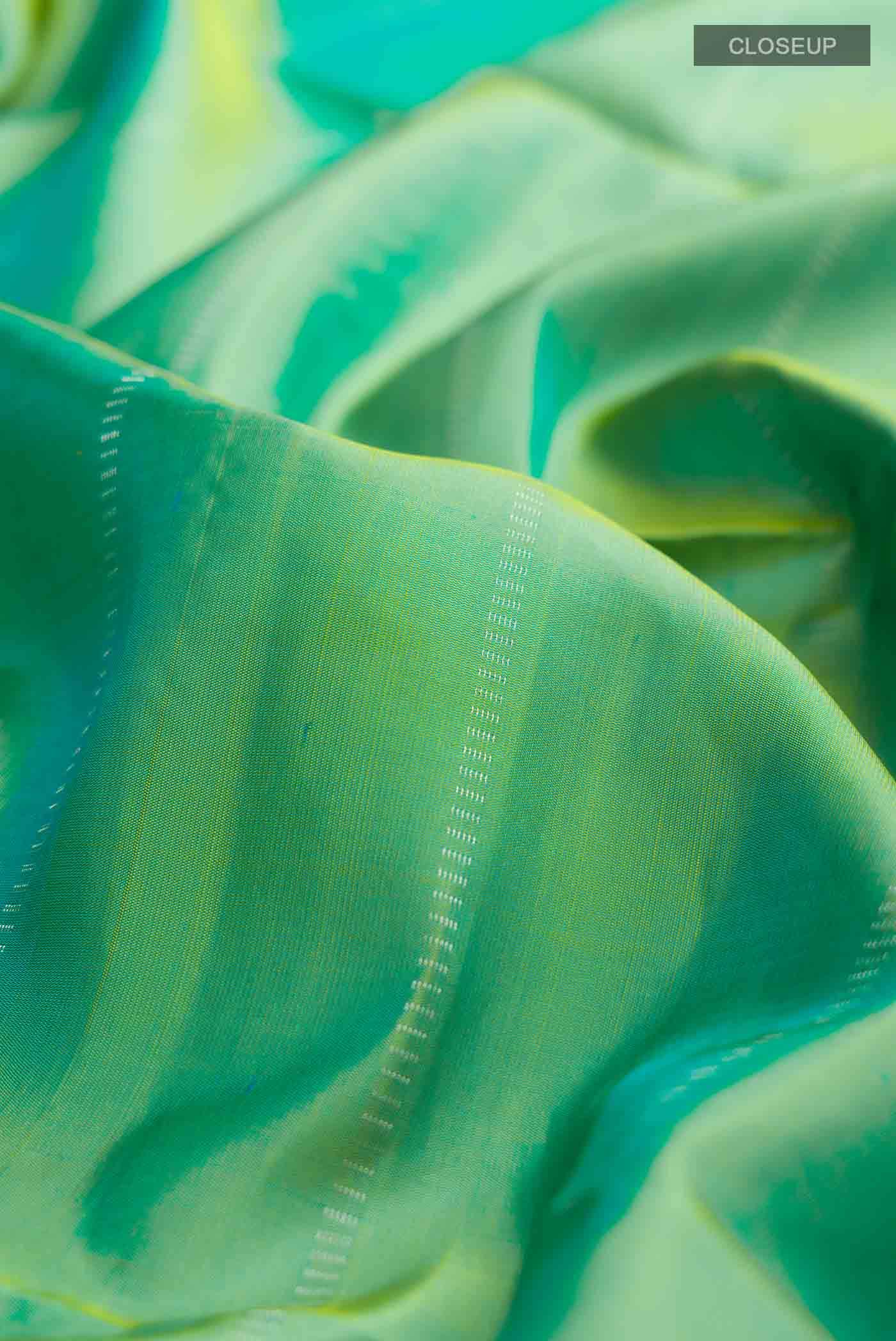 Green with Blue Dual Tone Soft Silk Saree