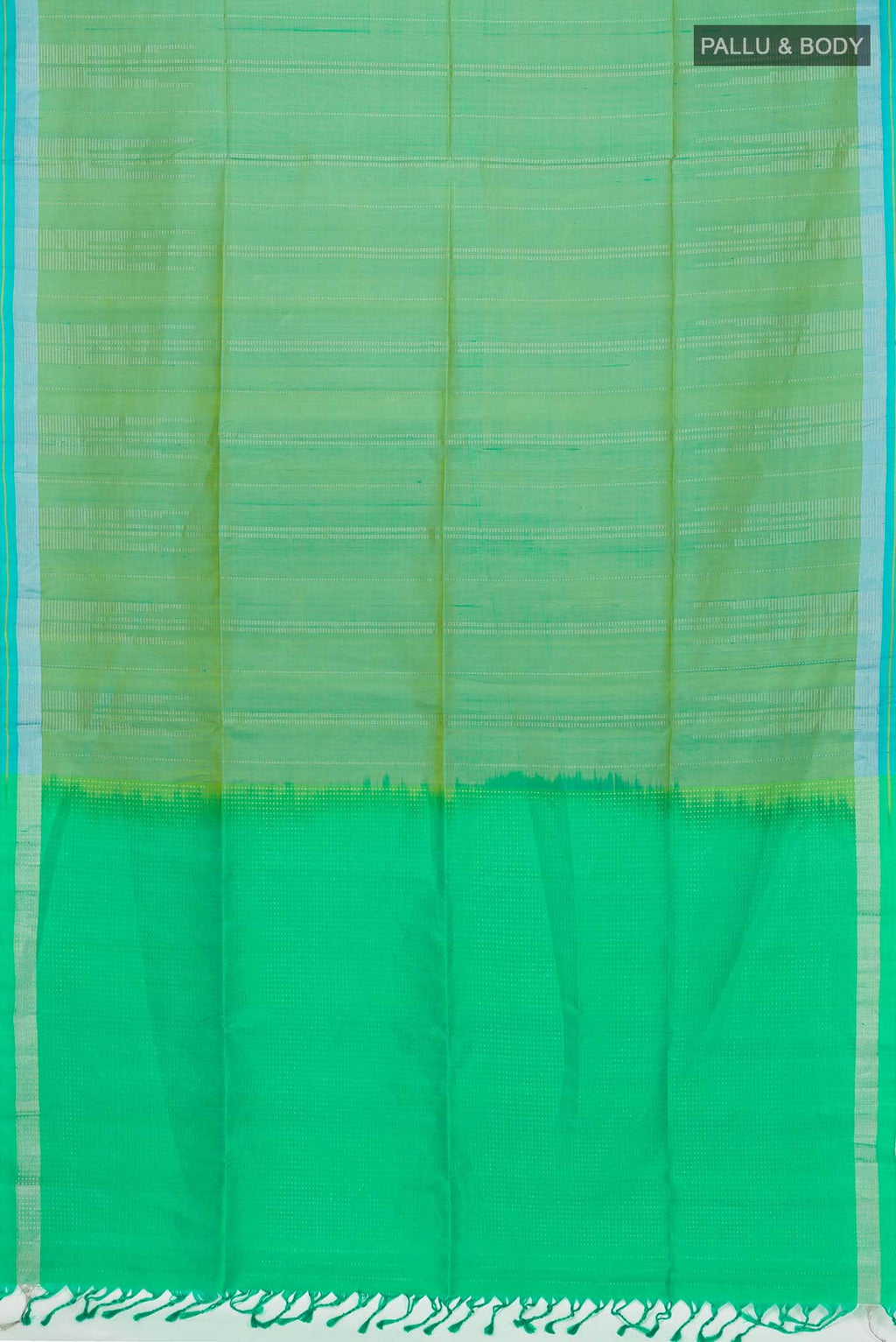 Green with Blue Dual Tone Soft Silk Saree
