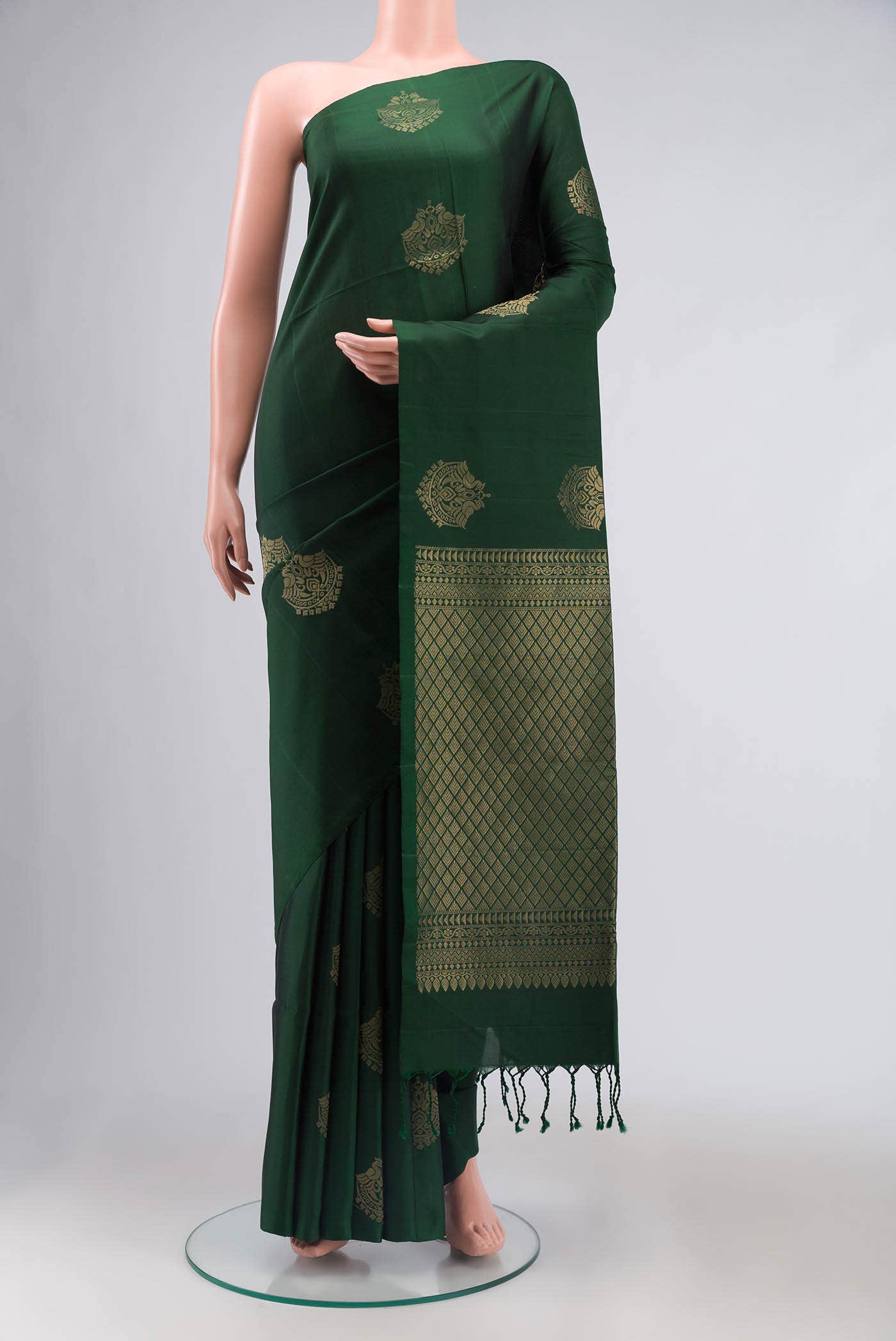 Bottle Green Soft Silk Saree