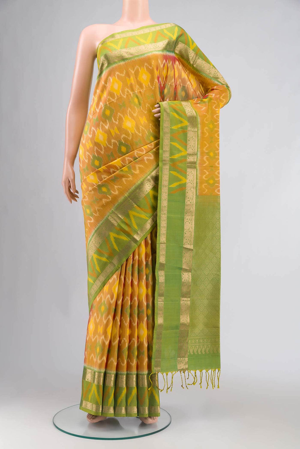 Yellow with Pink Dual Tone Soft Silk Saree