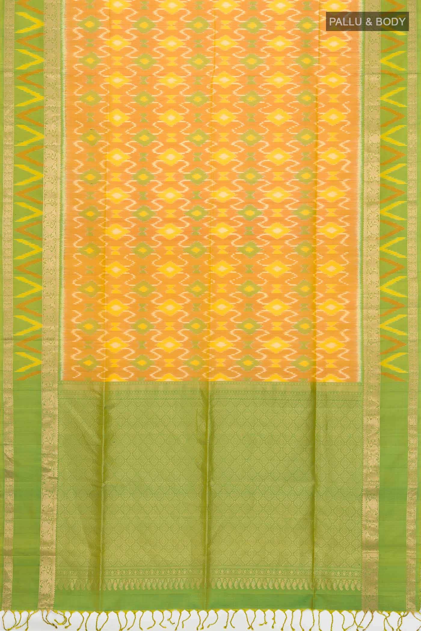 Yellow with Pink Dual Tone Soft Silk Saree