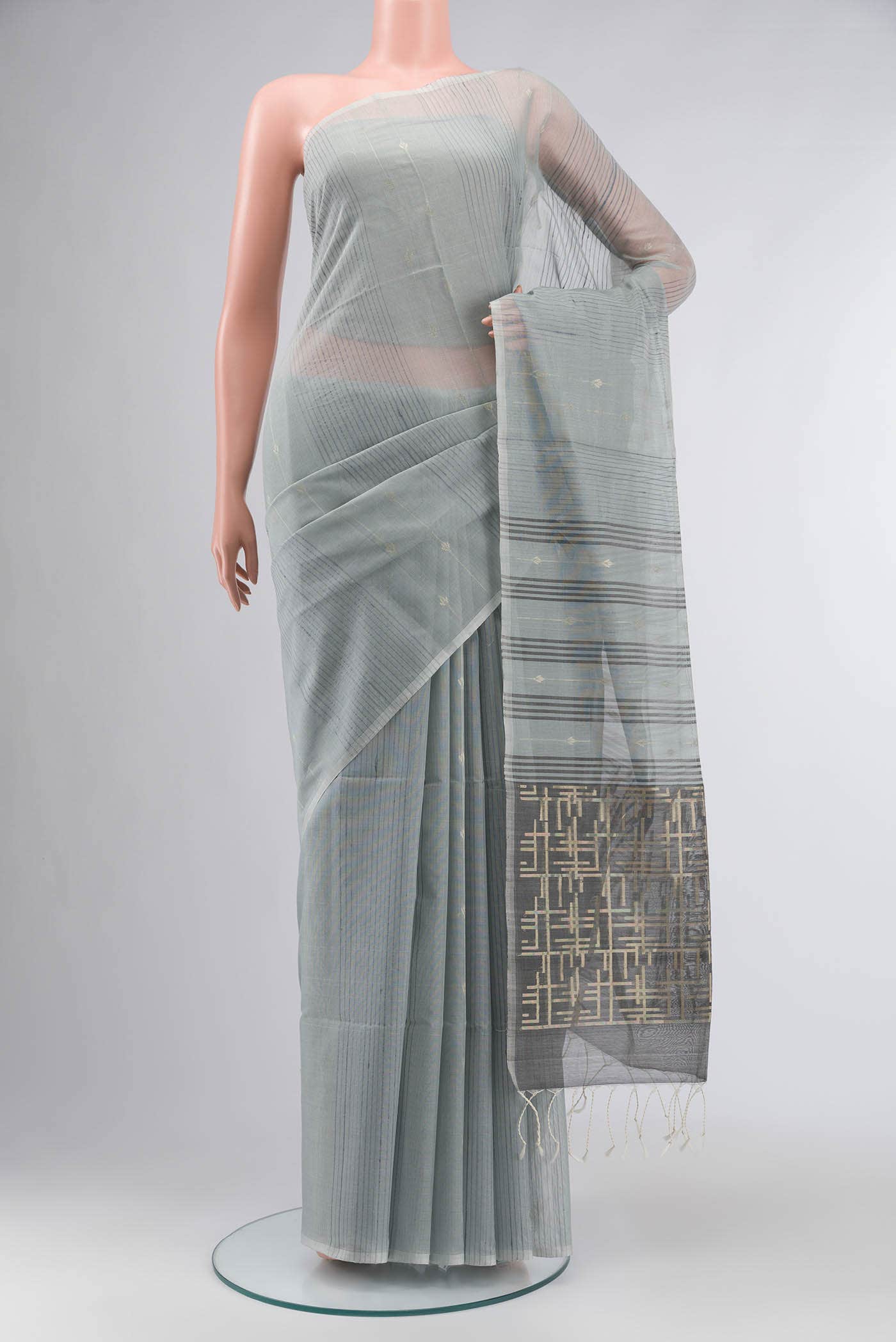 Grey Silk Cotton Saree