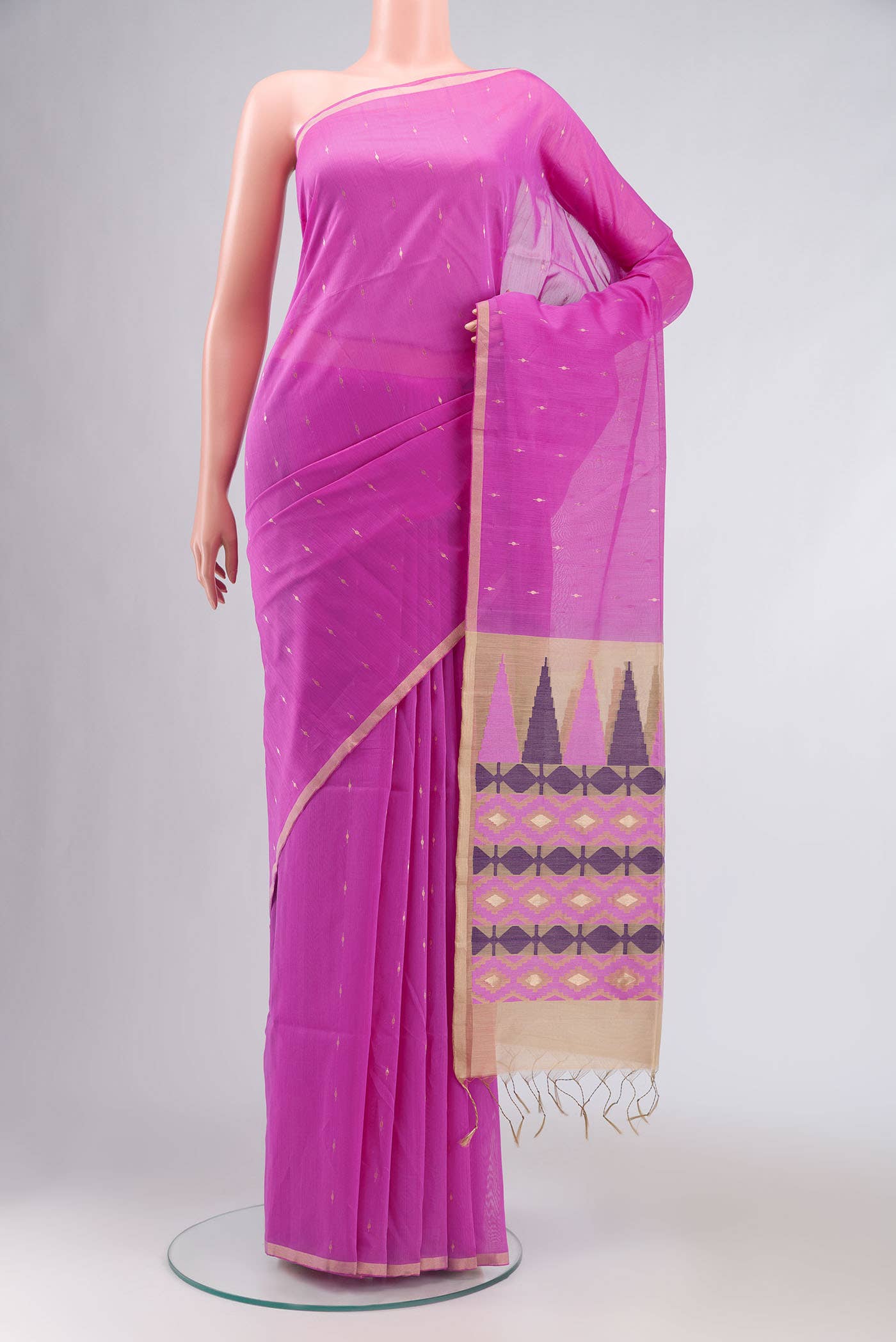 Rose pink Silk Cotton Saree
