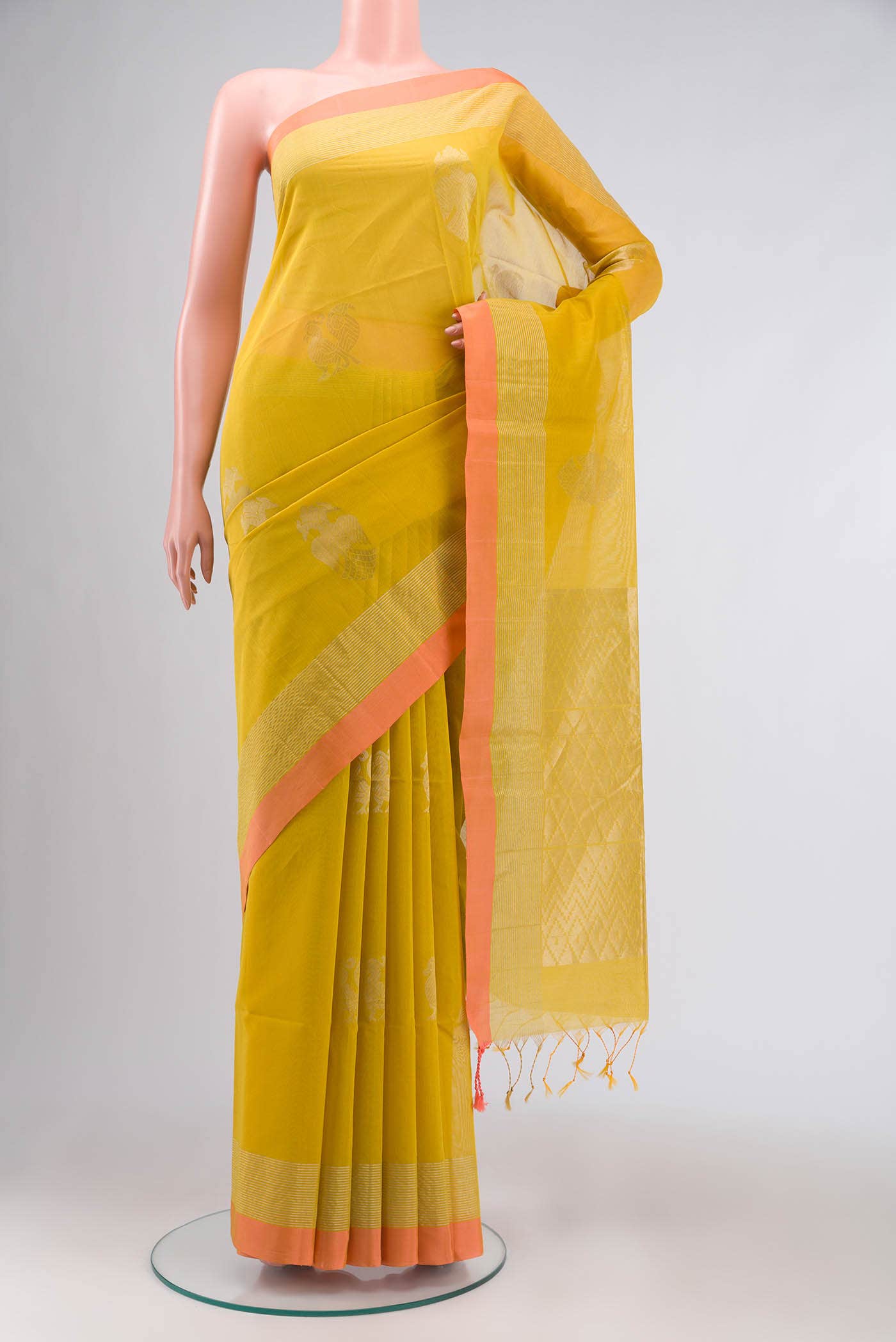 Yellow Silk Cotton Saree