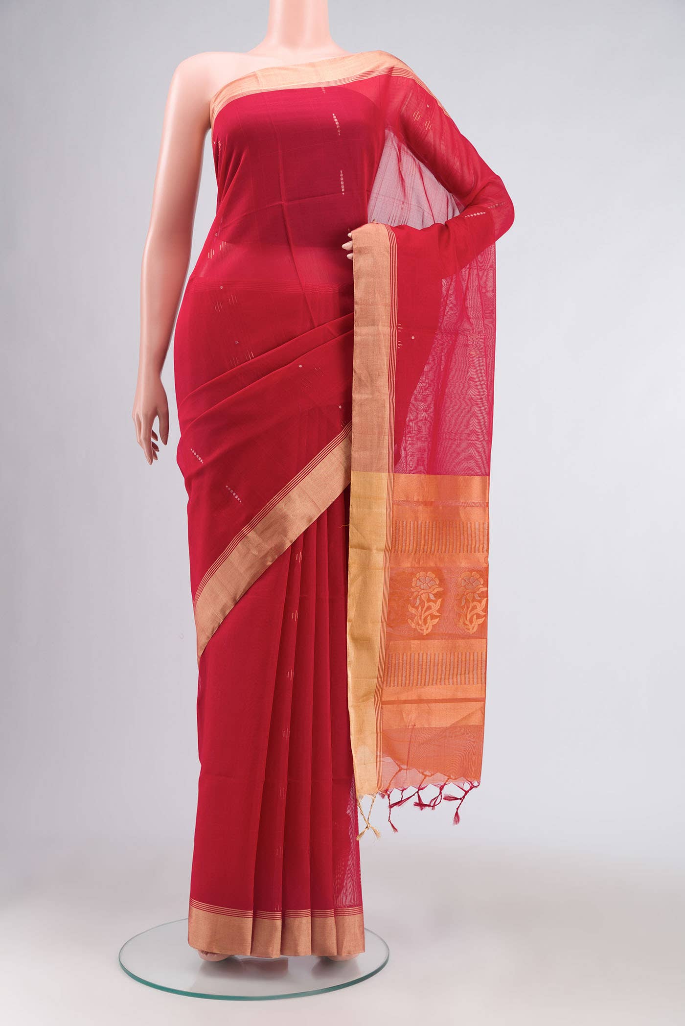 Red Silk Cotton Saree