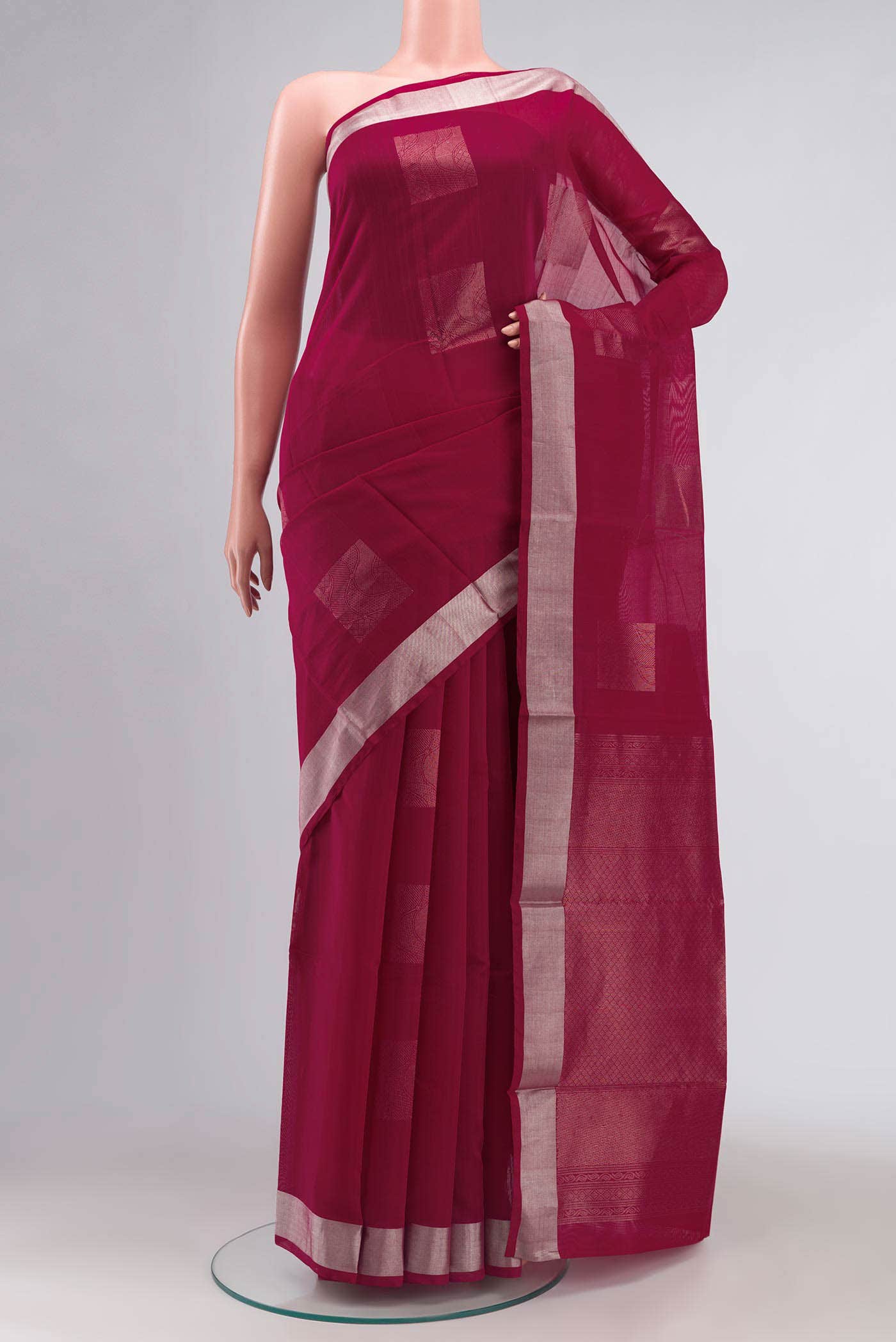 Dark Pink Silk Cotton Saree