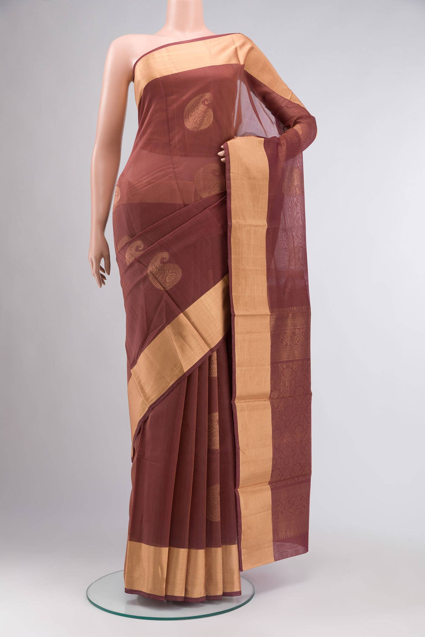 Brown Silk Cotton Saree